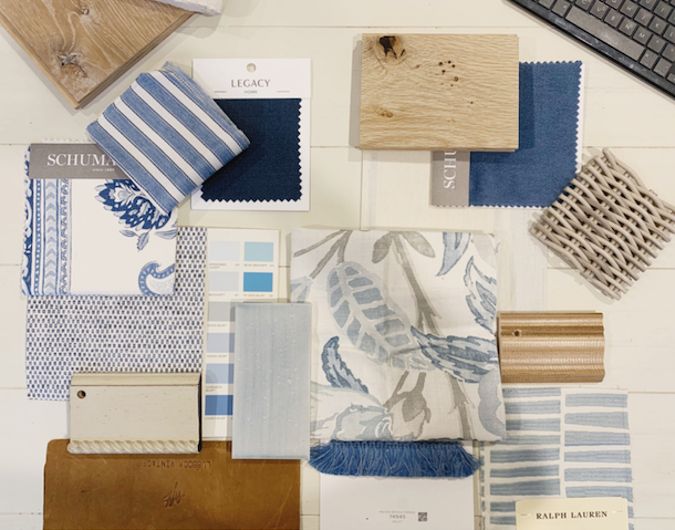 Updated fabric and wood finishes for Living Room design