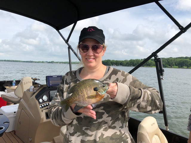 Corey with a trophy bluegill that was released!