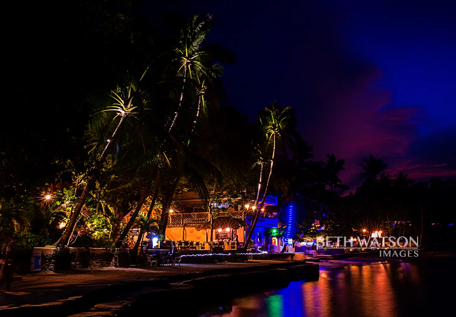 El Galleon Resort at night