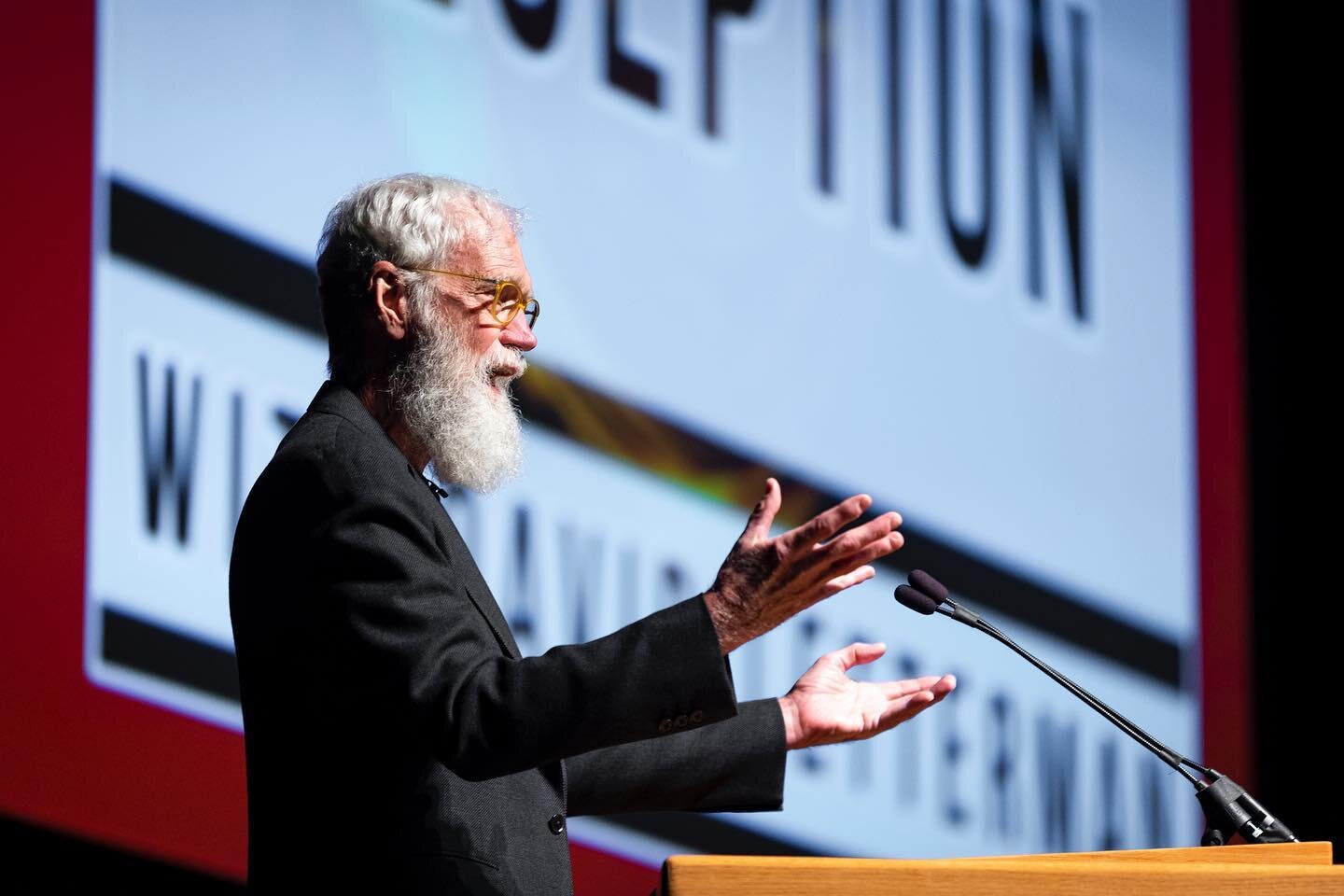 Ball State alumnus David Letterman returned on May 1, 2023 for a premiere of an original documentary created by Ball State students and featuring Letterman, about the art of glass. The premiere of &ldquo;Clear Reception&rdquo; was held in Emens Audit