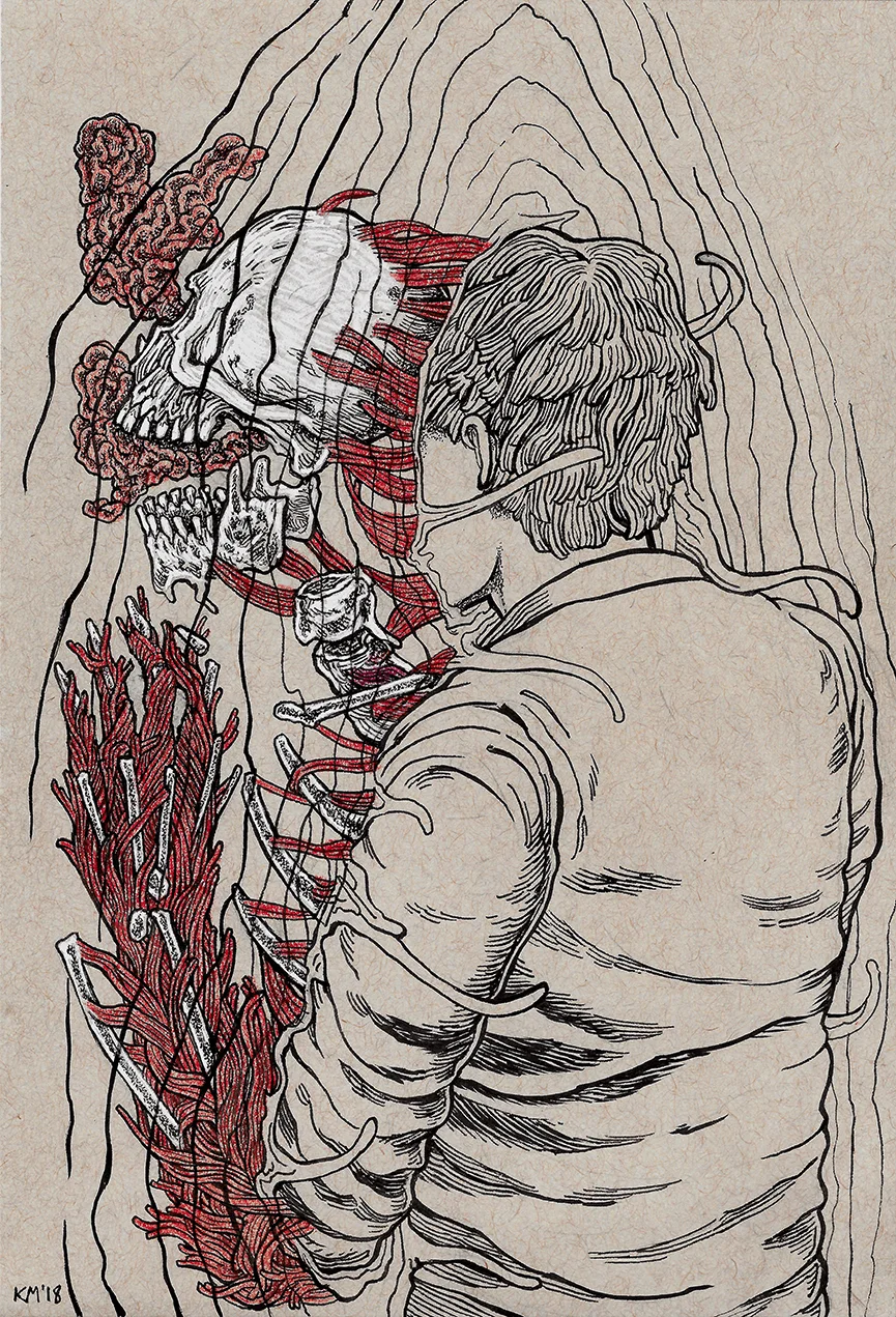 Anxiety 2018 - Ink and Colored Pencil on Paper
