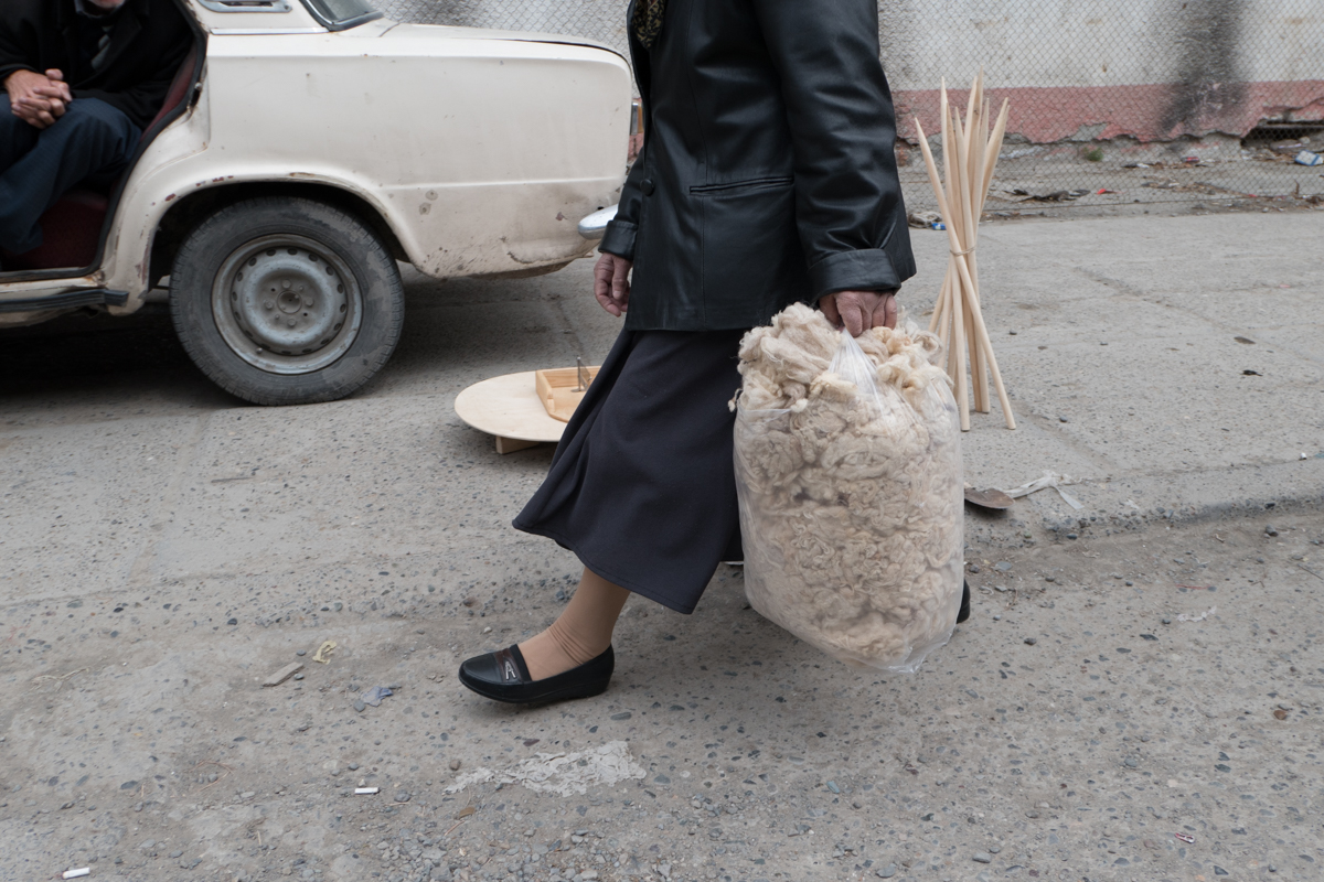 Bag of wool and Lada in the local Bazaar.