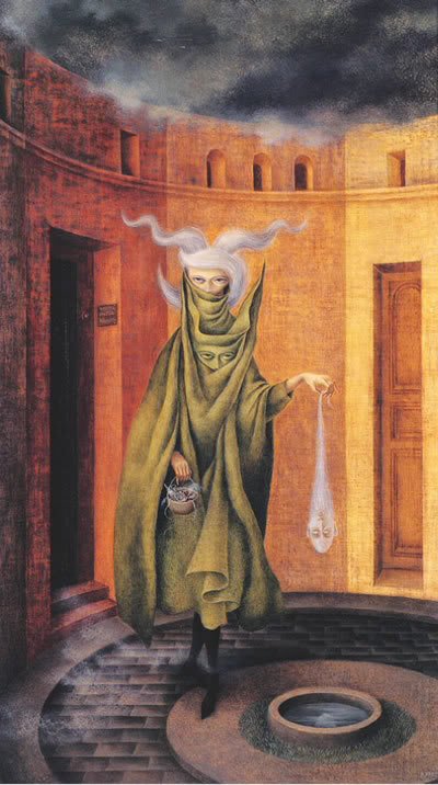 Remedios Varo 'Leaving the Psychoanalyst's Office' 1961, oil on canvas