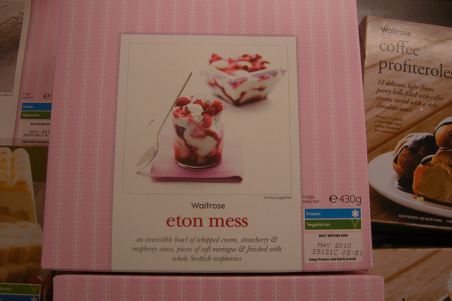 Eton Mess - the sweet dish, best stored in a fridge, rather than a Cabinet. Picture by Moufle, licensed under Creative Commons - thanks.