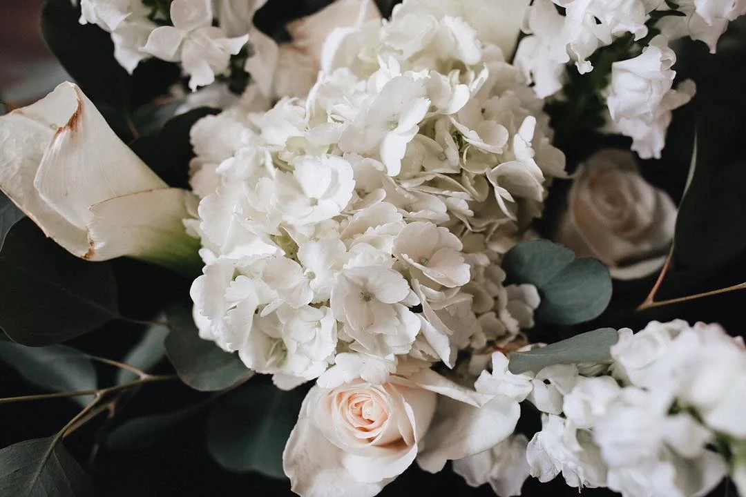 A white floral arrangement.