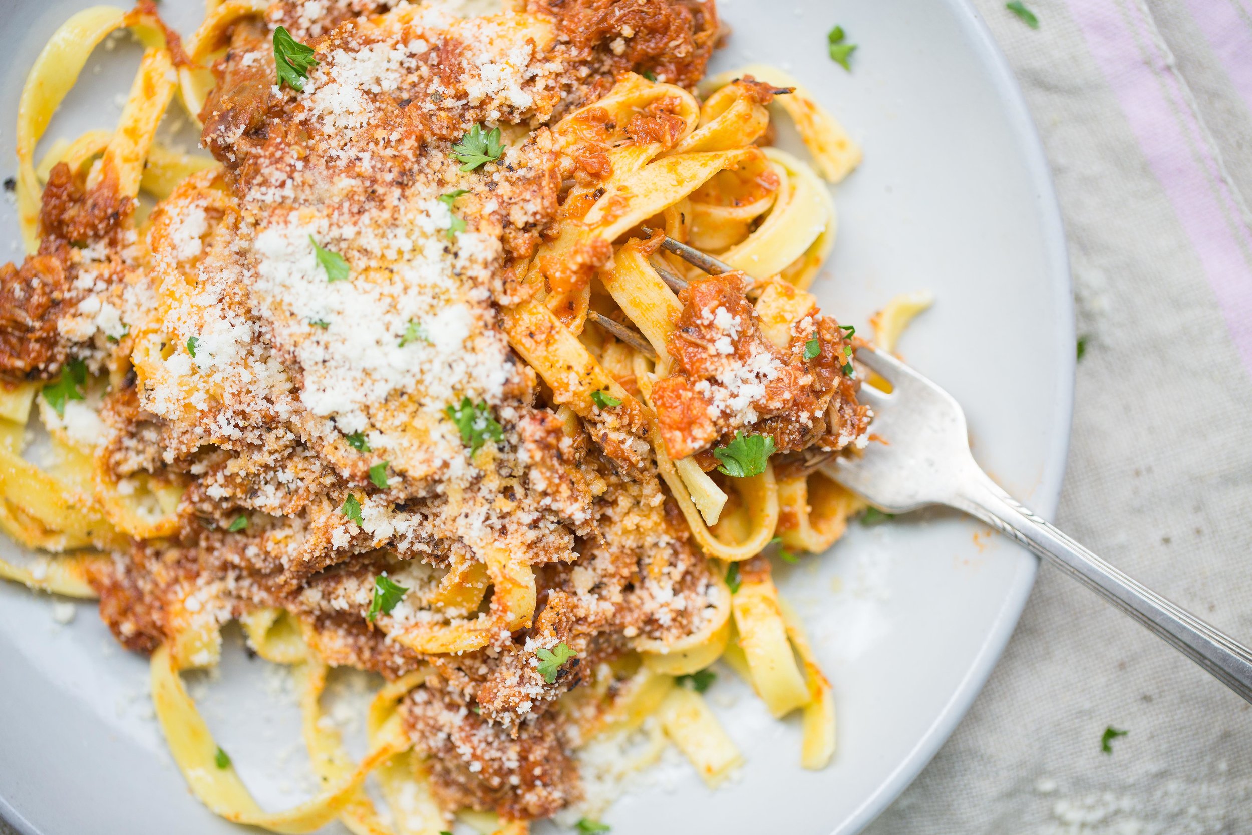 DUCK RAGU ON FRESH TAGLIATELLE