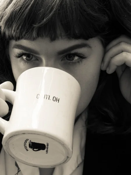 Mia Drinking Coffee, Collective Espresso, Cincinnati, USA, July 2015 © Anthony Reese Schneider 2015