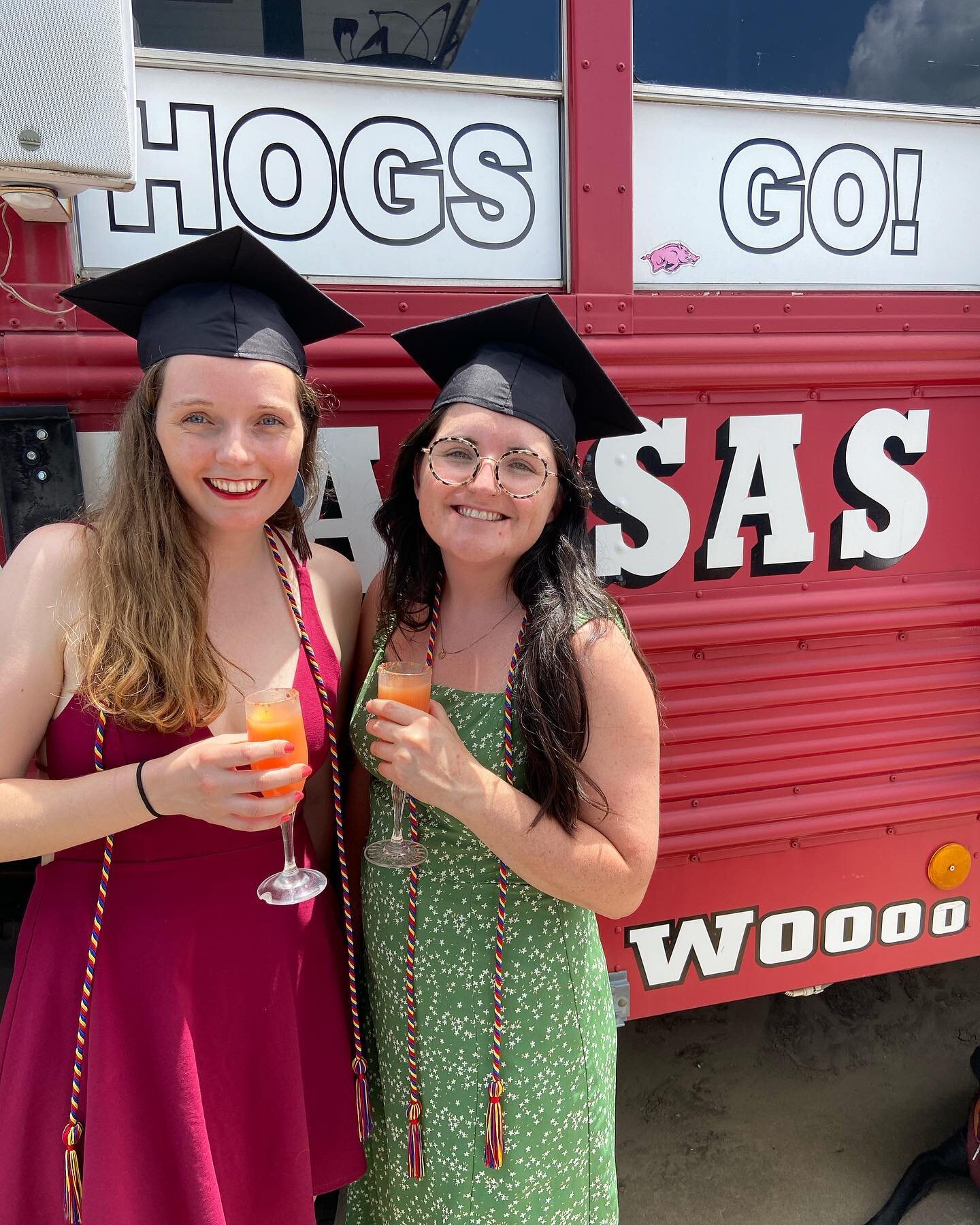 Just a couple of crust bucket razorback hog gals graduating with their MFAs! 🎓🐷🪣✨#woopig #crustbuckets4life