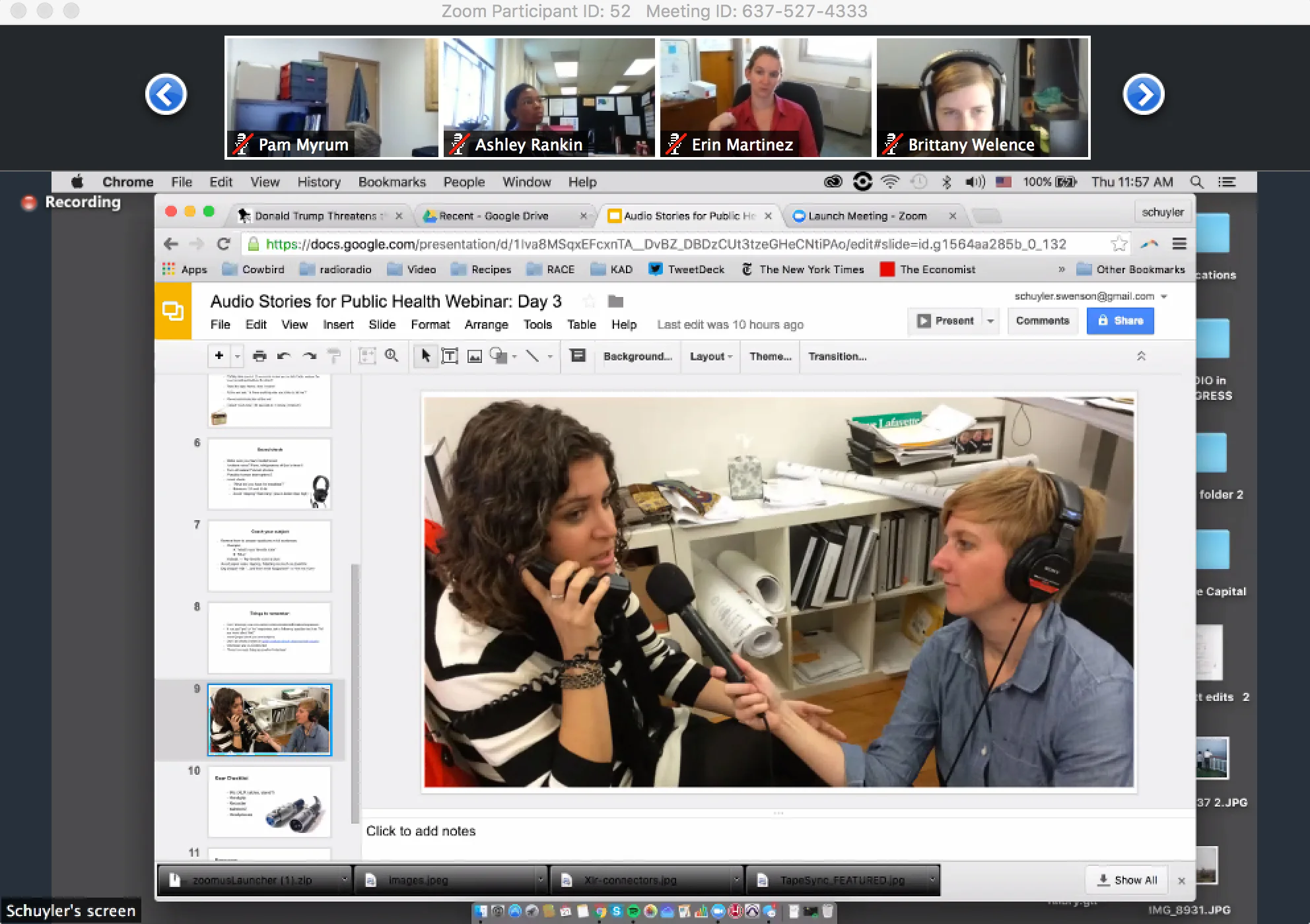 Participants in an “Audio Stories for Public Health” training webinar learn how to conduct effective interviews.
