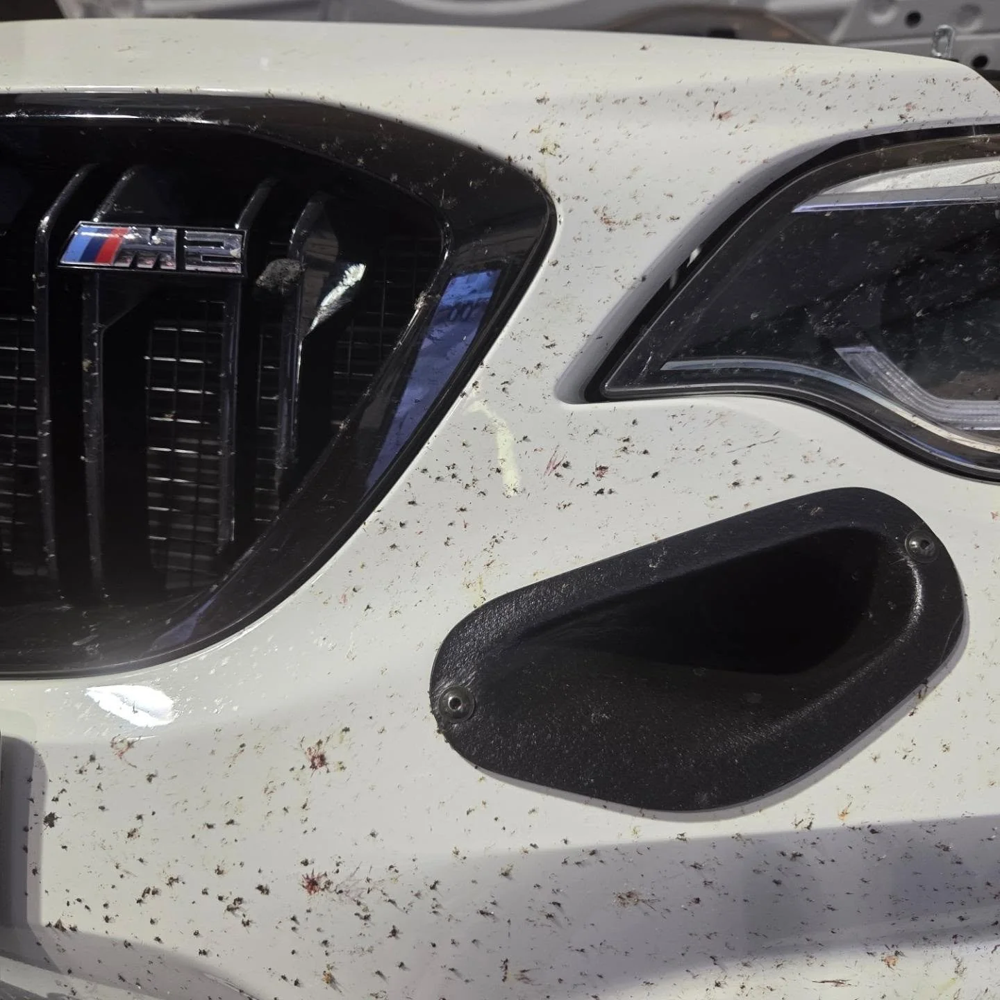 S&aring; h&auml;r ser bilen ut efter en heldag p&aring; N&uuml;rburgring. 🪦🪰

Full av insekter, bromsdamm och gummirester &ndash; precis som den ska vara. 😎

Bilar &auml;r till f&ouml;r att k&ouml;ras. Och den h&auml;r fick verkligen jobba idag. ?