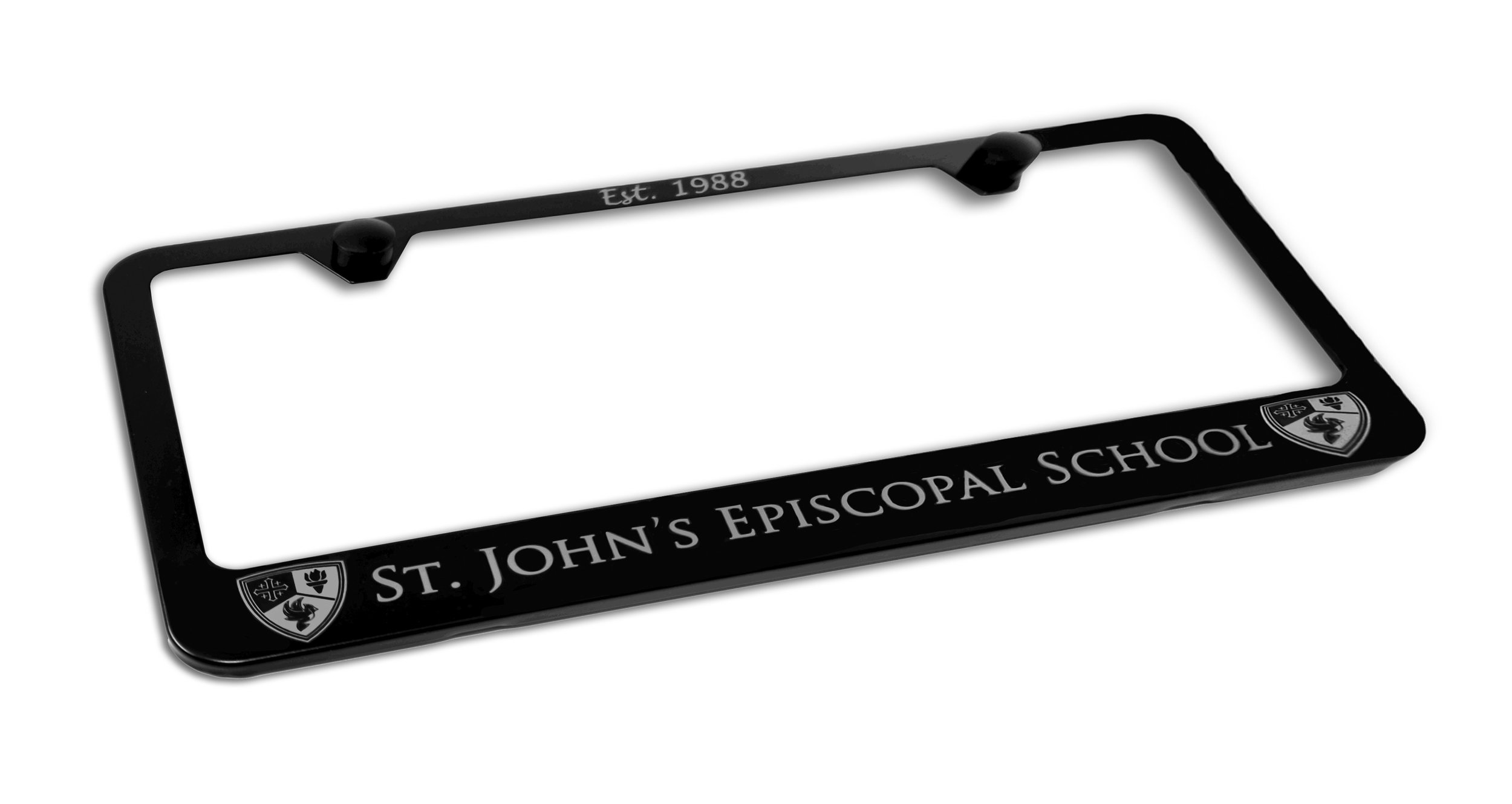 Custom Black St. John's Episcopal School License Plate Frame