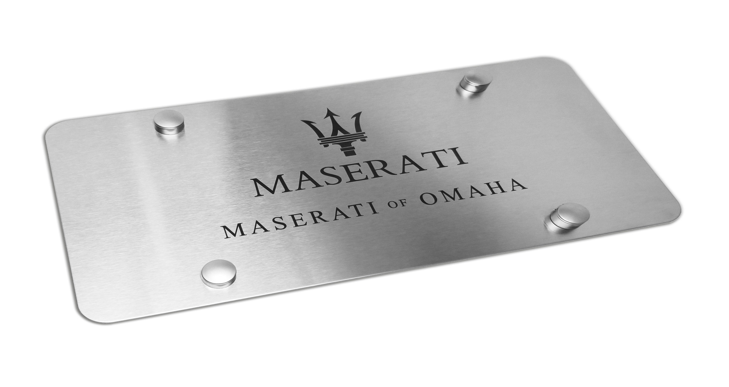 Custom Brushed Maserati of Omaha Marque Plate