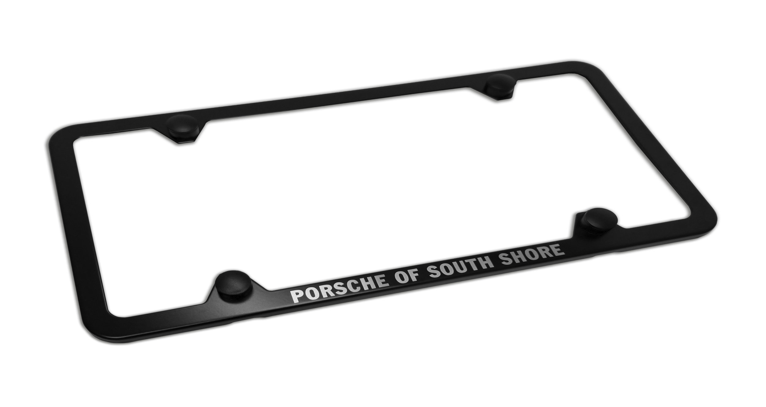 Custom Black Porsche of South Shore Slimline License Plate Frame