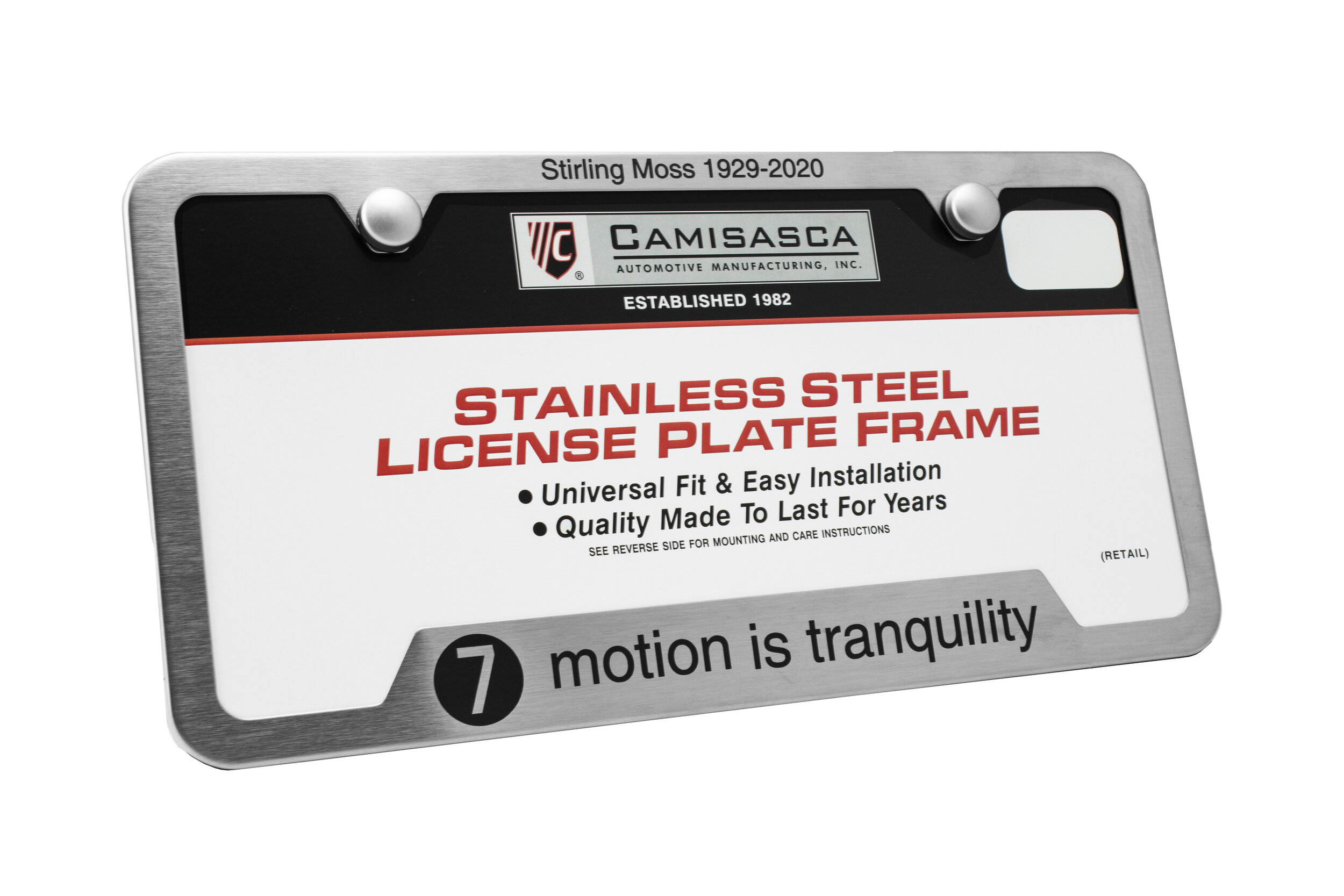 Camisasca Stirling Moss Commemorative Stainless Steel License Plate Frame