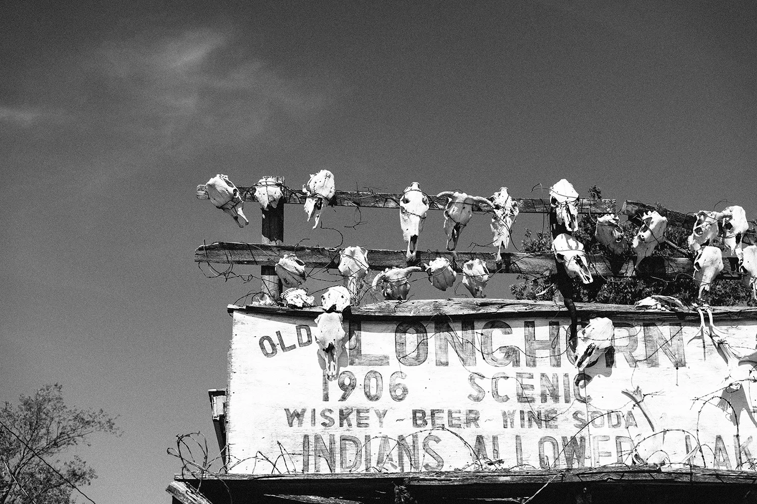 Long abandoned Longhorn Saloon in the main road of a ghost town, just outside the park