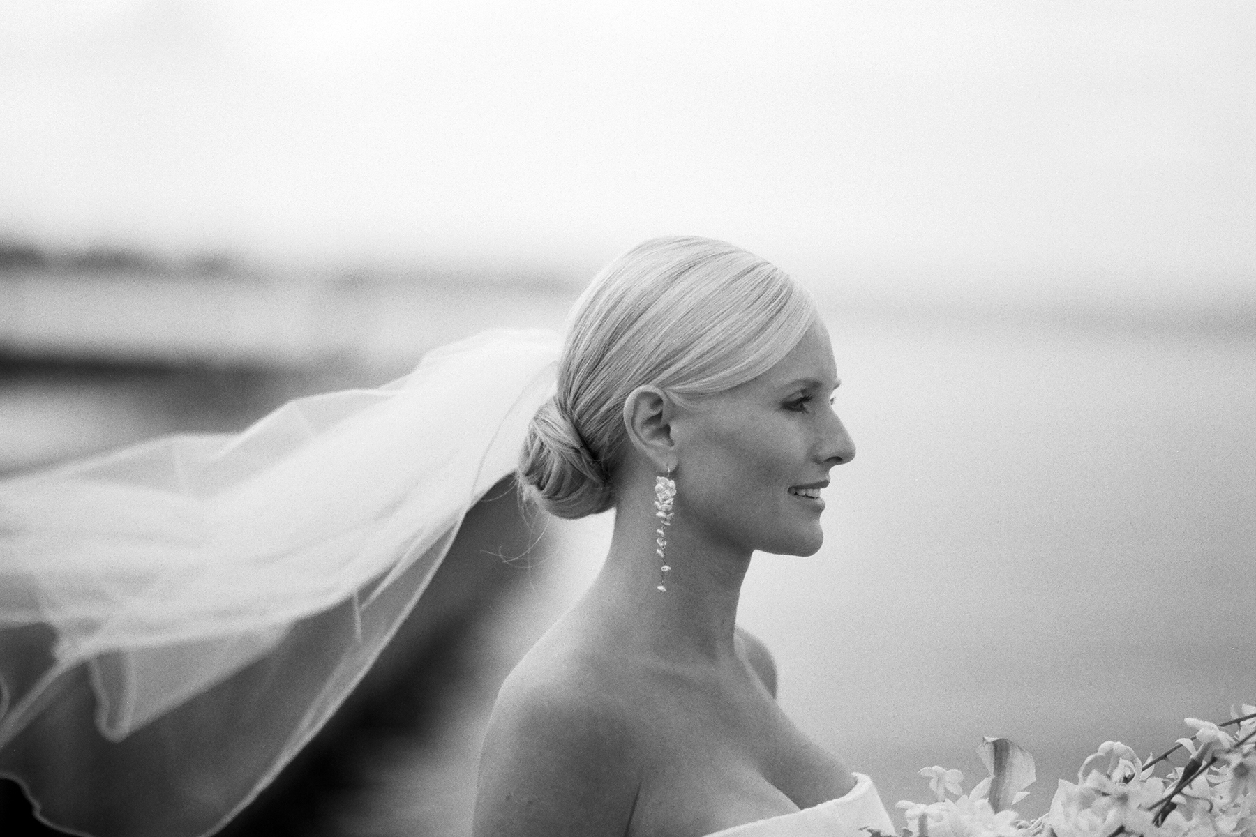 Bride about to see groom for the first time at Woodmark Hotel in Kirkland, WA