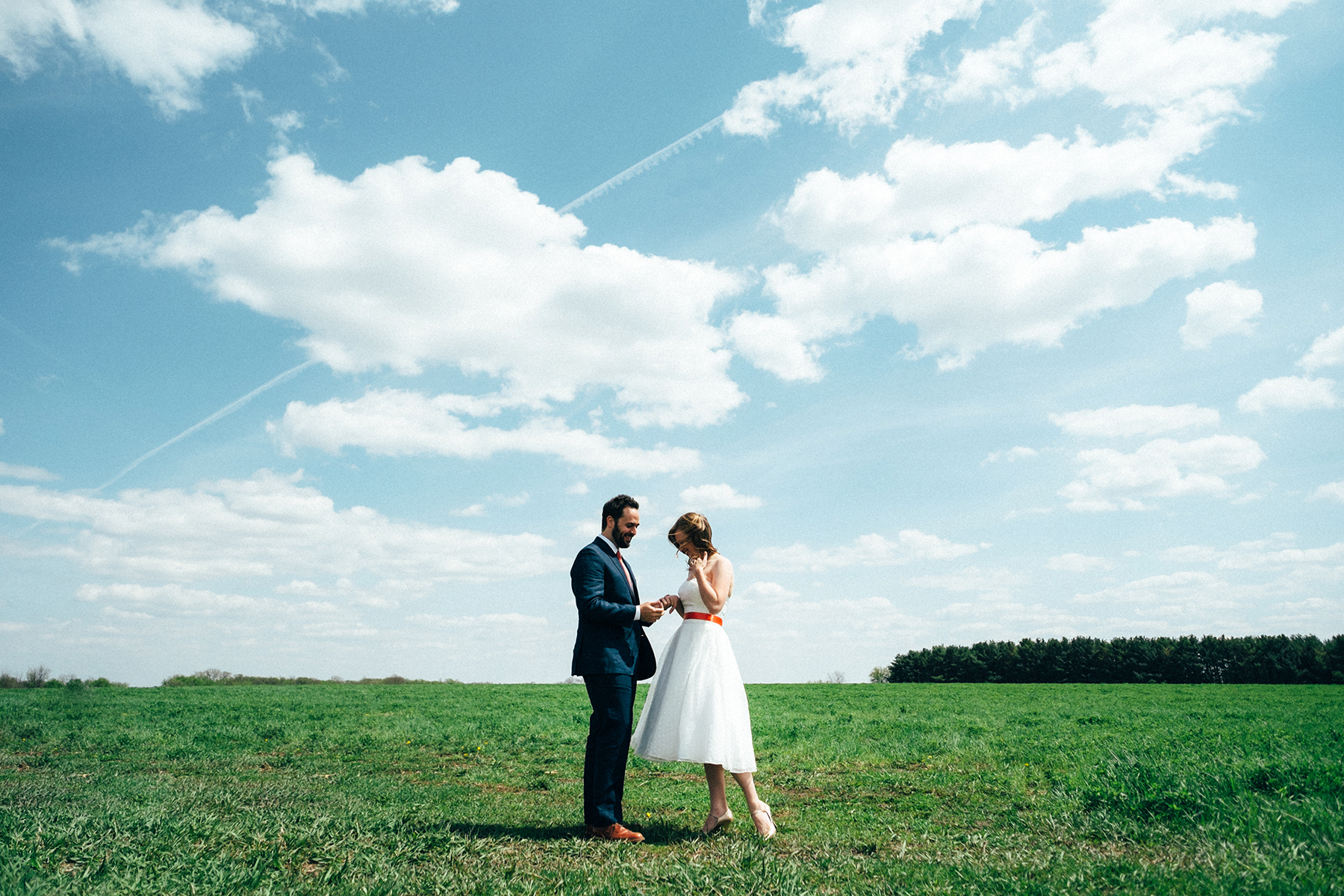 Bride and groom in Spillville, IA