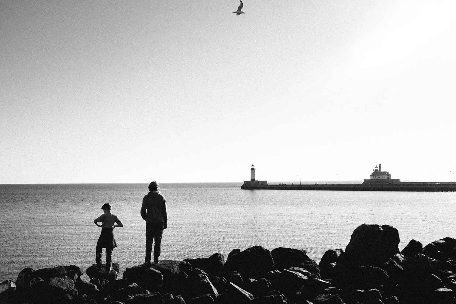 My two older boys at Lake Superior in Duluth, MN
