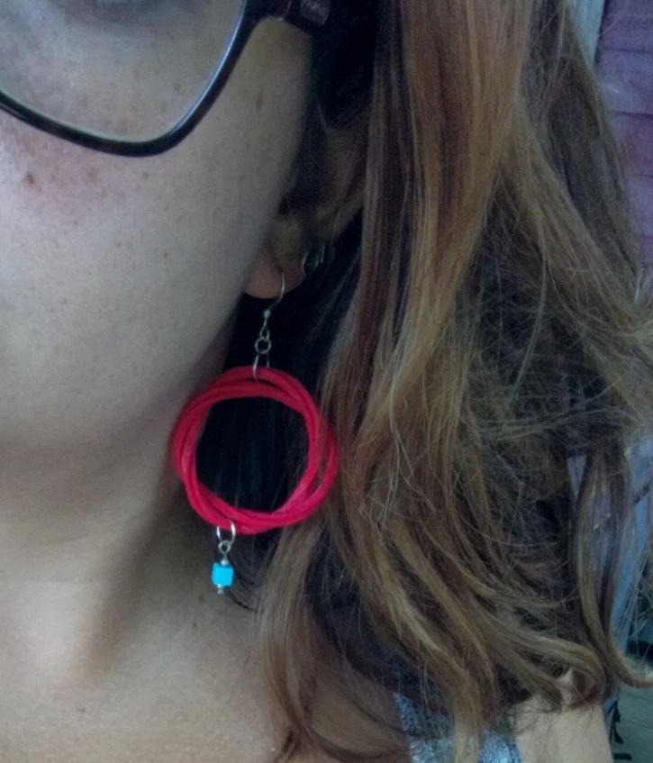 Circle Knot RED Antique Silver Metallic Beads Turquoise Square ear.jpg