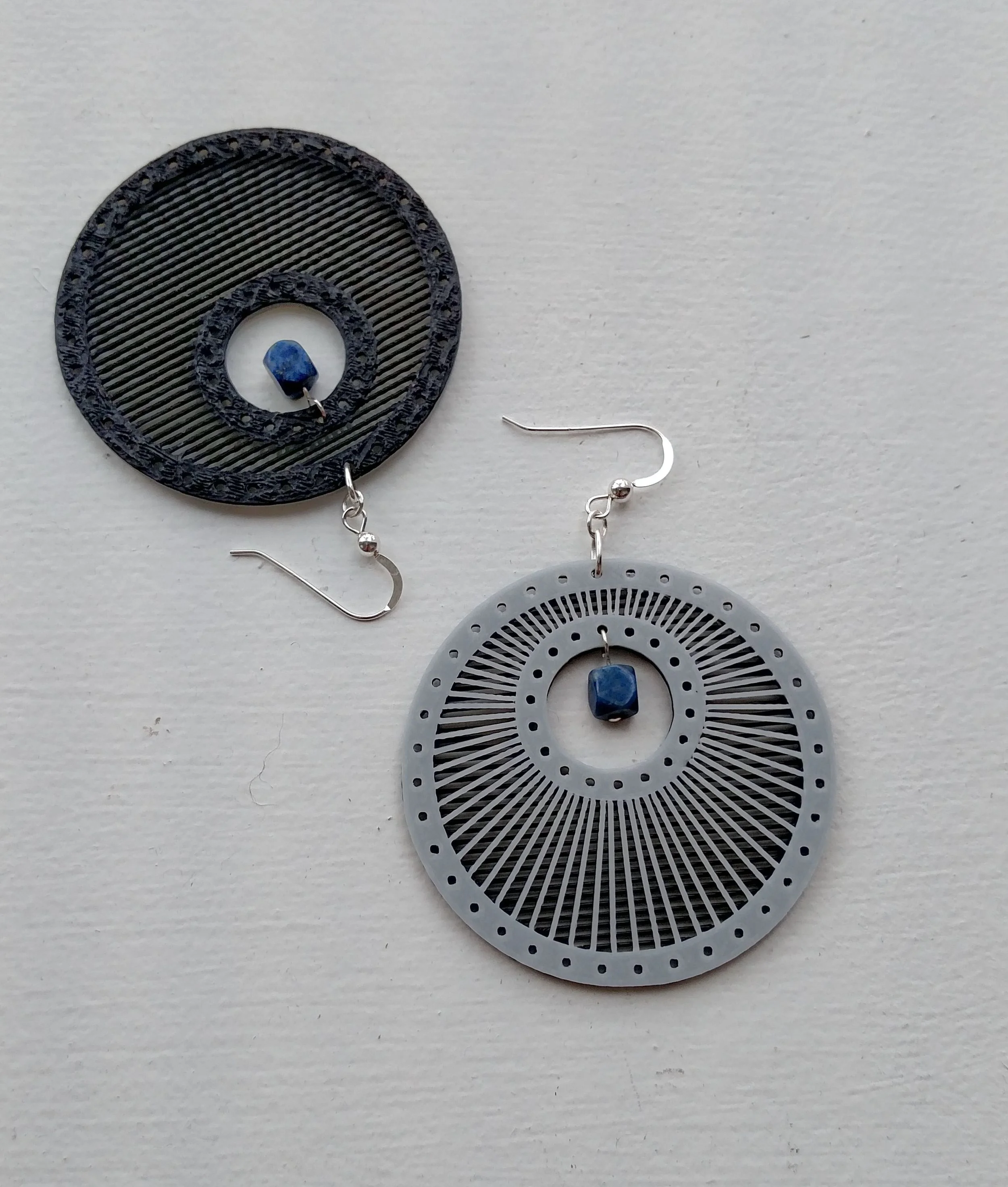 Miore Discs Natural and BLack with STERLING with Lapis WHITE back.jpg