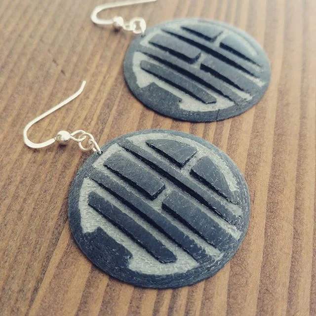 Weathered 3D Printed Earrings for our friend Drewry Ann Atkins.