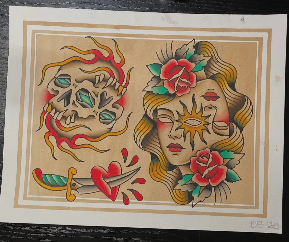 A few hand painted flash pieces dan has available and looking to tattoo! Stop on in the shop Tuesday-Saturday to book with him. He also has upcoming availability this week and may be able to take you as a walk in as well! Give the shop a call!