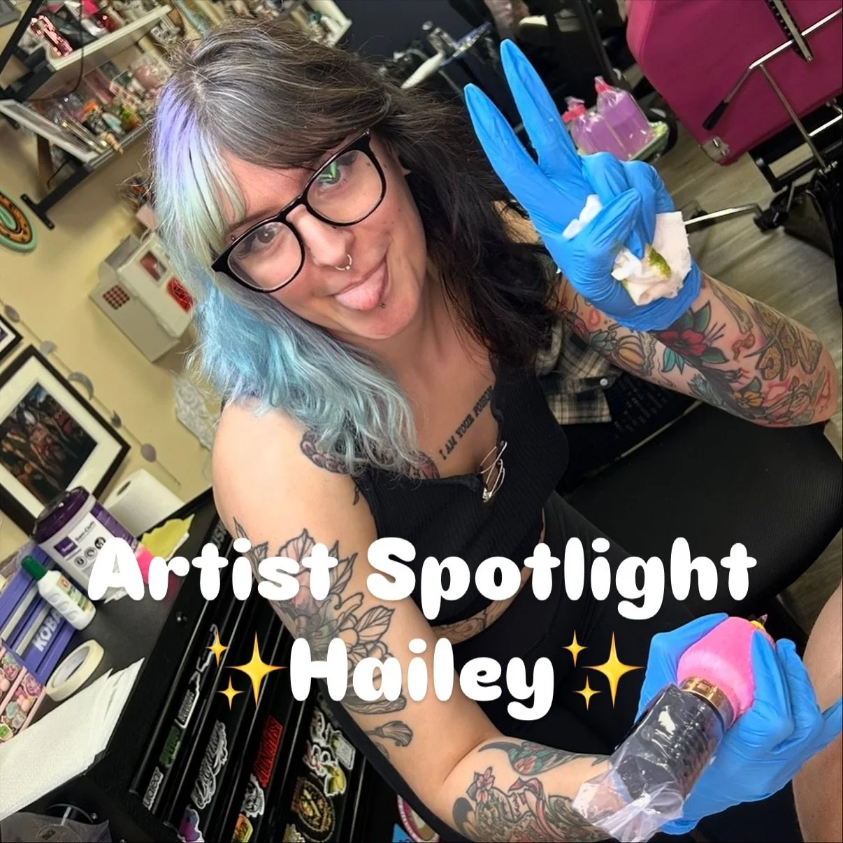 ✨ Artist Spotlight: Hailey! ✨

Meet Hailey (@haileyhermo), our bright, bold, and absolutely sparkly tattoo artist who brings color and joy to every piece she creates! 🌈💖

Hailey specializes in fun, cartoony Neo-traditional tattoos bursting with vib