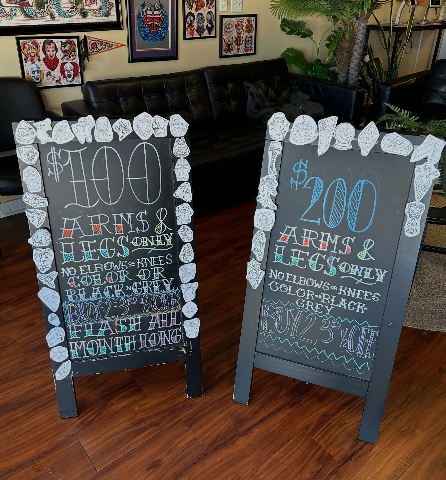 🎅✨ DECEMBER FLASH SPECIAL! ✨🎄

It&rsquo;s the most tattoo-ful time of the year, and we&rsquo;re celebrating with brand-new holiday flash all month long! 

✨ $100 and $200 designs available
✨ Buy TWO flash pieces &amp; get the THIRD half off!
✨ Walk
