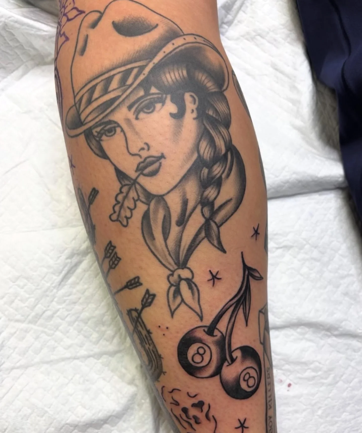 Cowgirl healed, cherrys fresh AF, done by Amy!