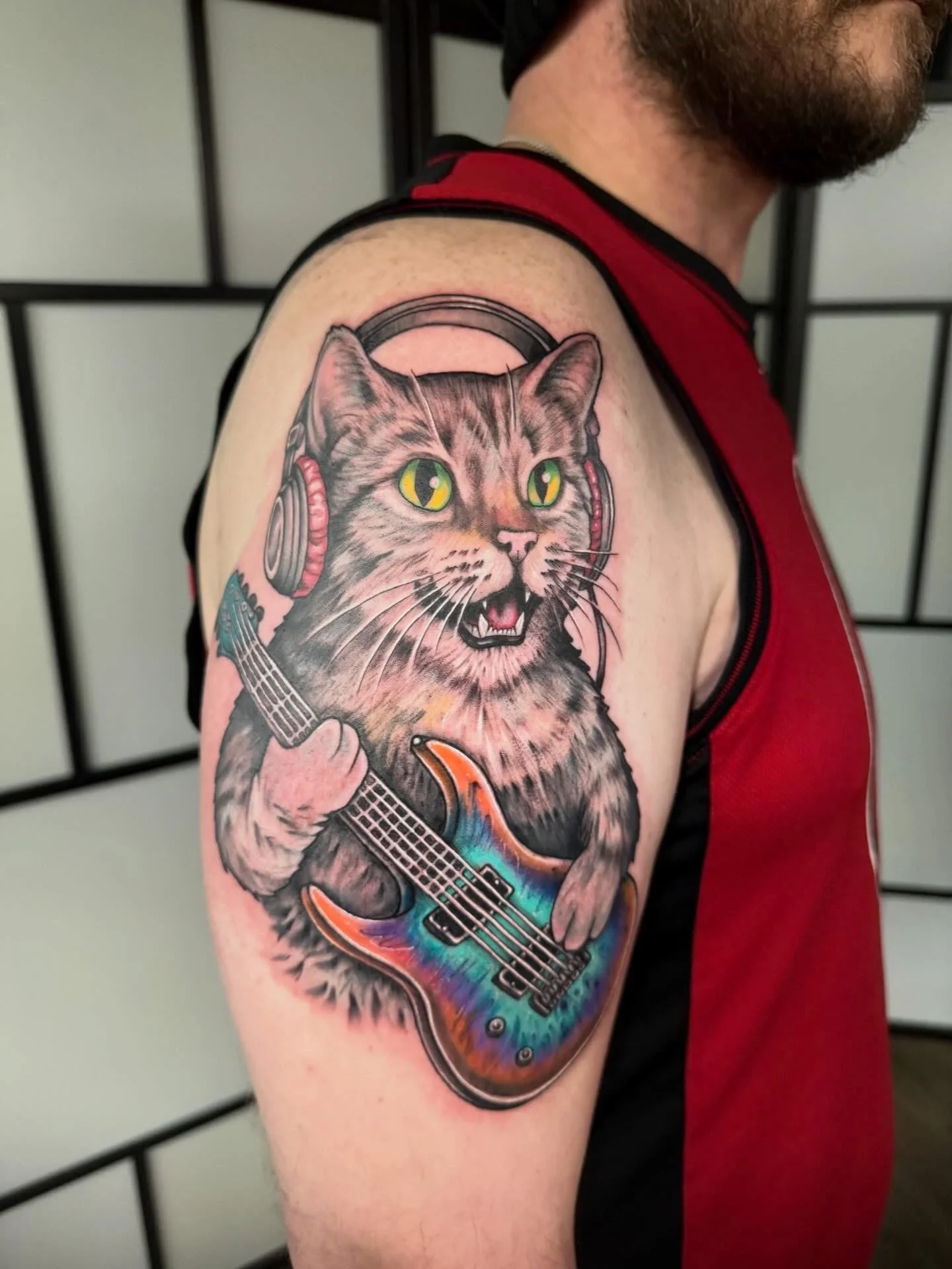 Awesome guitar playing cat done by Jaimie!