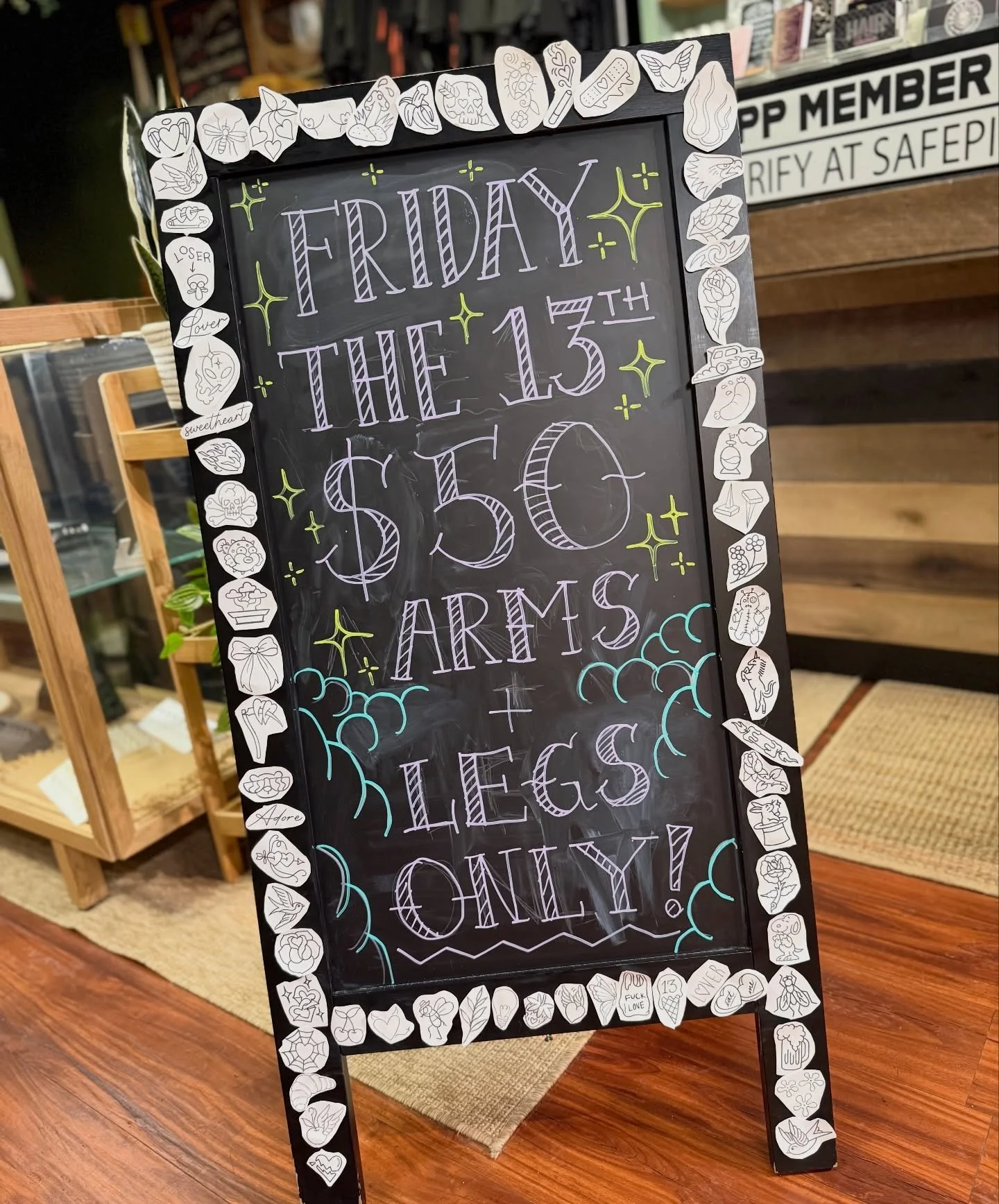 🚨🖤 FRIDAY THE 13TH FLASH &amp; PIERCING SALE 🖤🚨

⚠️ PLEASE READ THE ENTIRE POST ⚠️

It&rsquo;s going down THIS FRIDAY! 11am-7pm. 

$50 FLASH TATTOOS

&bull; Buy 2, get the 3rd HALF OFF

&bull; CASH ONLY

&bull; Arms &amp; legs only (to keep thing