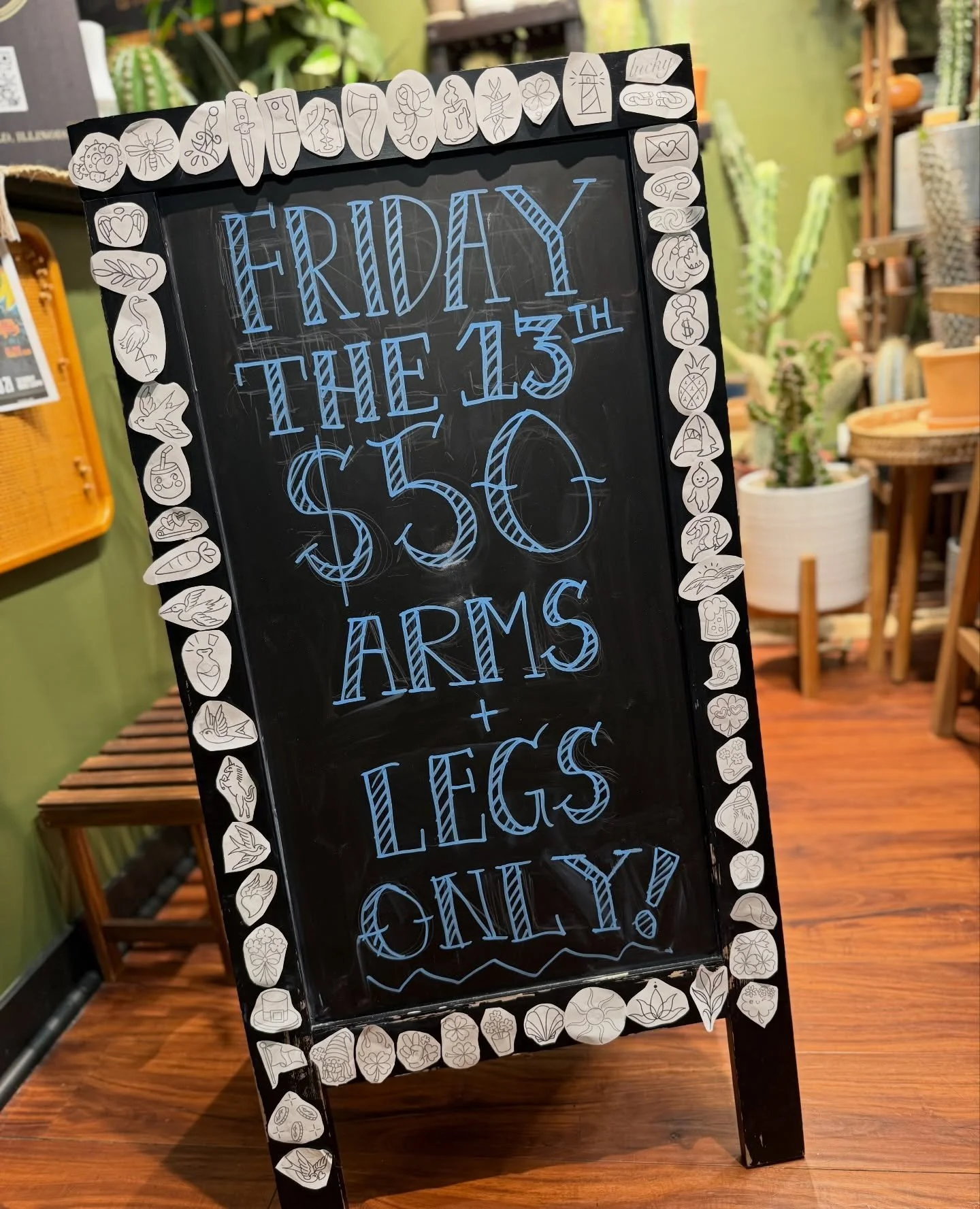 🚨🖤 FRIDAY THE 13TH FLASH &amp; PIERCING SALE 🖤🚨

⚠️ PLEASE READ THE ENTIRE POST ⚠️

It&rsquo;s going down! 11am-7pm. 

$50 FLASH TATTOOS (color or black and grey) zoom into pic. 

&bull; Buy 2, get the 3rd HALF OFF

&bull; CASH ONLY for tattoos (