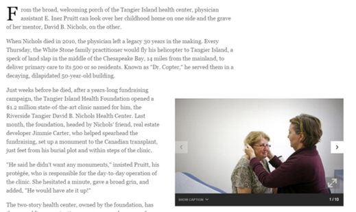 Publicity: Tangier Island Health Clinic