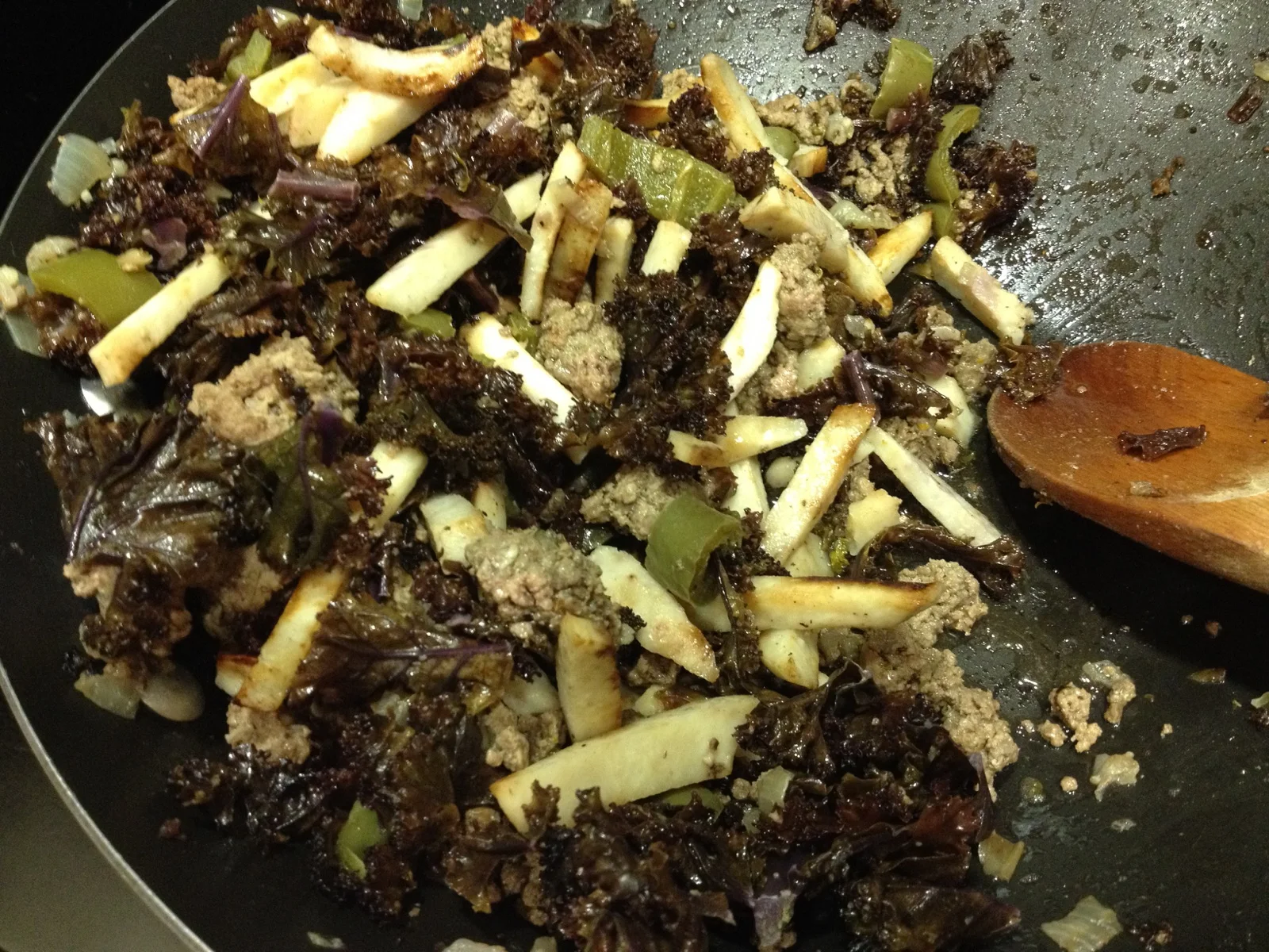 Jalapeno Ground Beef with Taro and Purple Kale