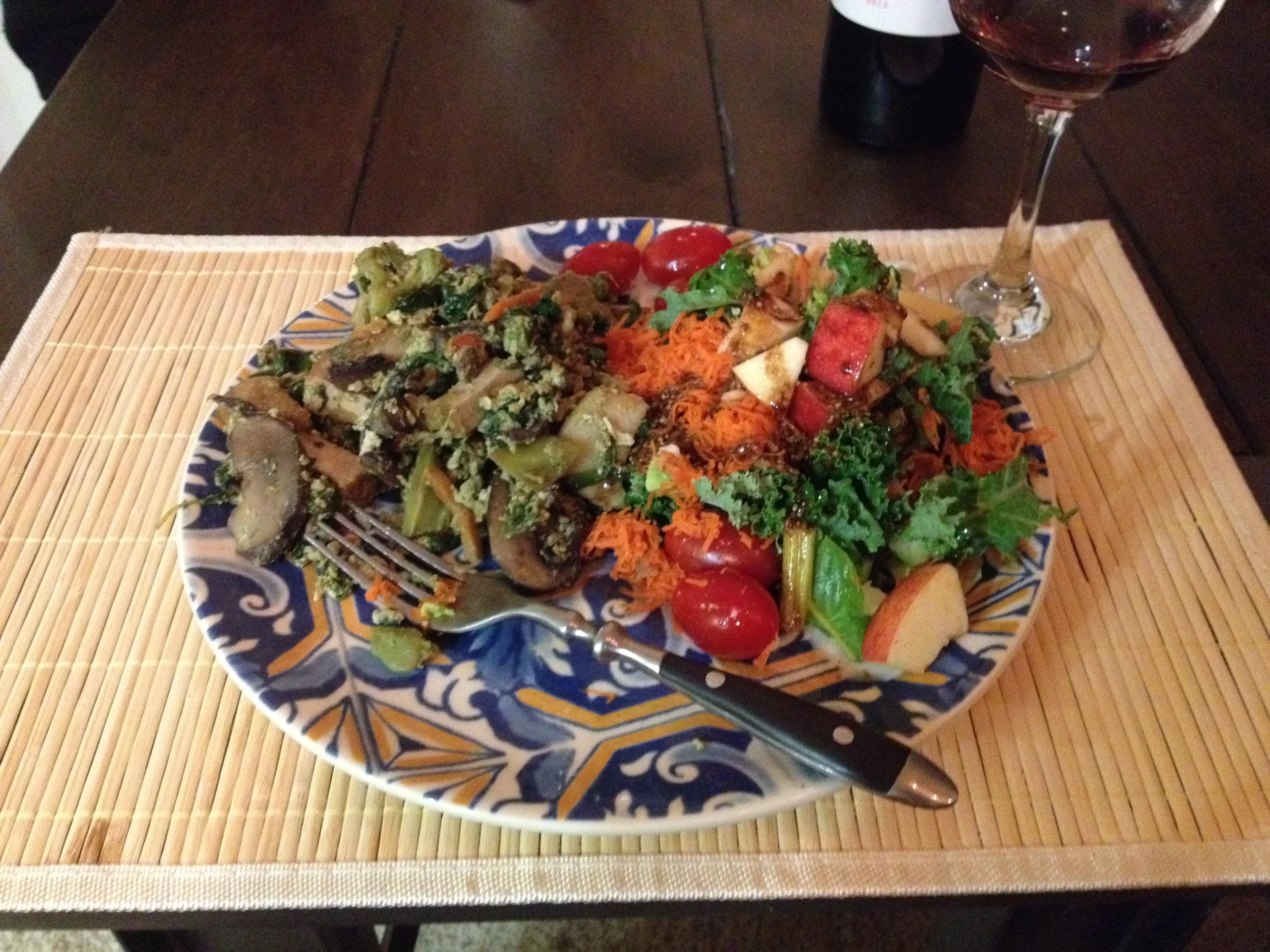 Recipe of the Week: Tofu Mushroom Stir Fry with a Kale Carrot Sweet Salad