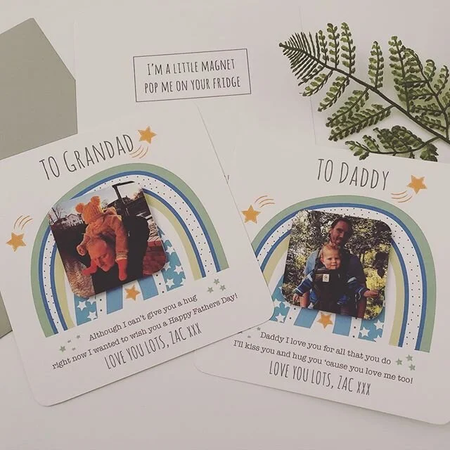 &bull; FATHERS DAY CARDS &bull; 
Better late than never (was meaning to get these available last week). &bull; 🌍 Personalised with a cute picture magnet ☀️Personalised with names and own message 💌 Posted direct to their door or to yourself ✨&pound;