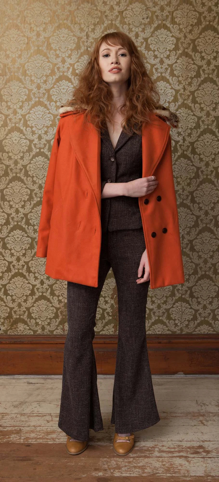 Carrot Orange jennafergrace handmade Soft Wool Peacoat madeinusa californiaclothingline