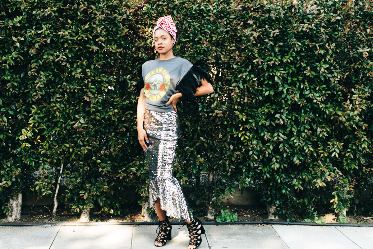 Silver Sequined jennafergrace handmade Fishtail Pencil Skirt madeinusa california clothing line
