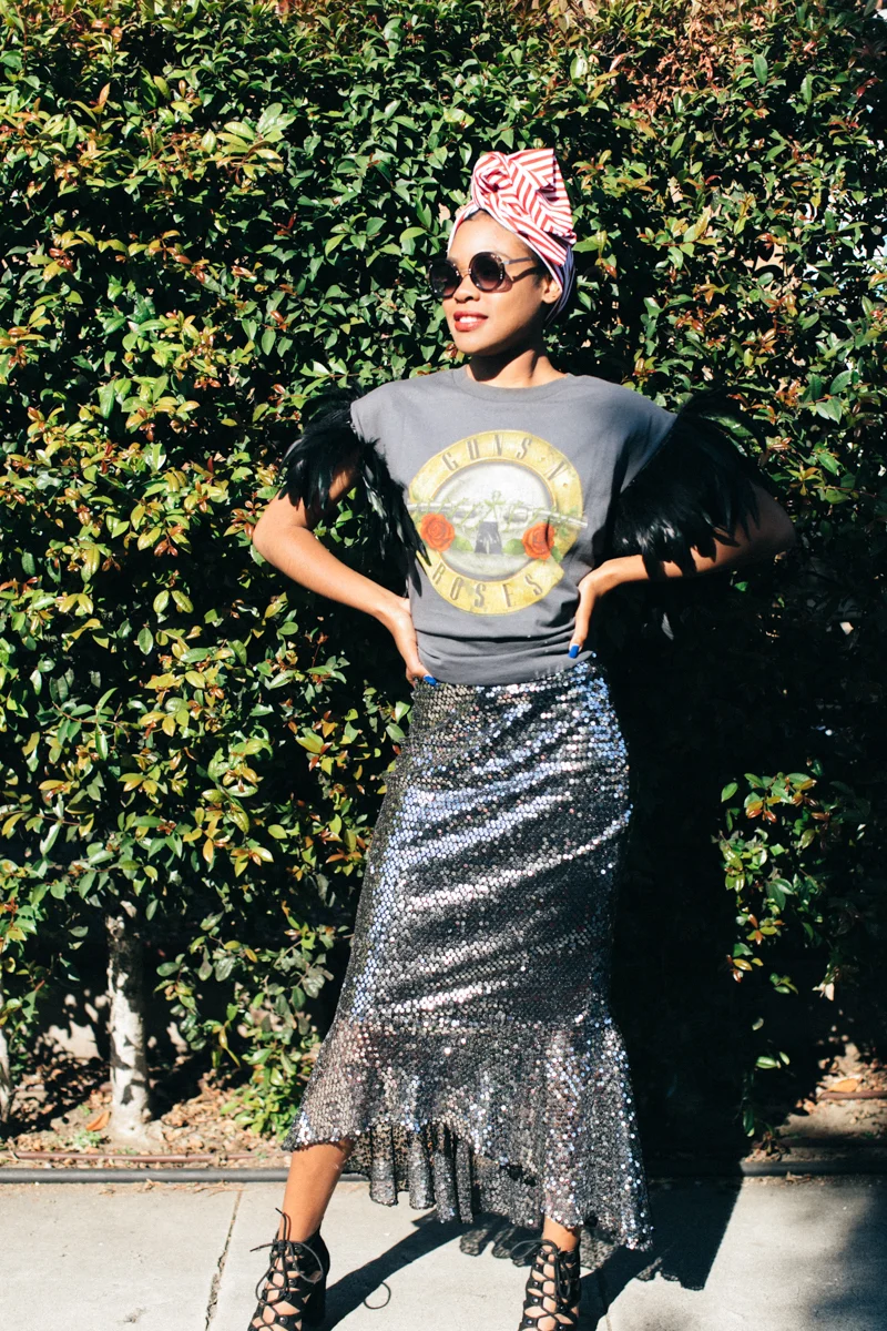 Silver Sequined jennafergrace handmade Fishtail Pencil Skirt madeinusa california clothing line