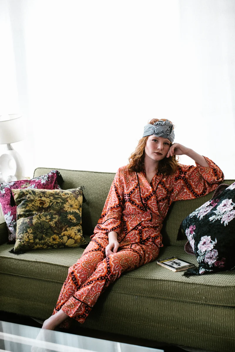 Orange Paisley jennafergrace handmade Paglamas Matching Set madeinusa california clothing line