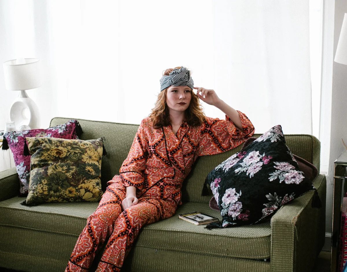 Orange Paisley jennafergrace handmade Paglamas Matching Set madeinusa california clothing line