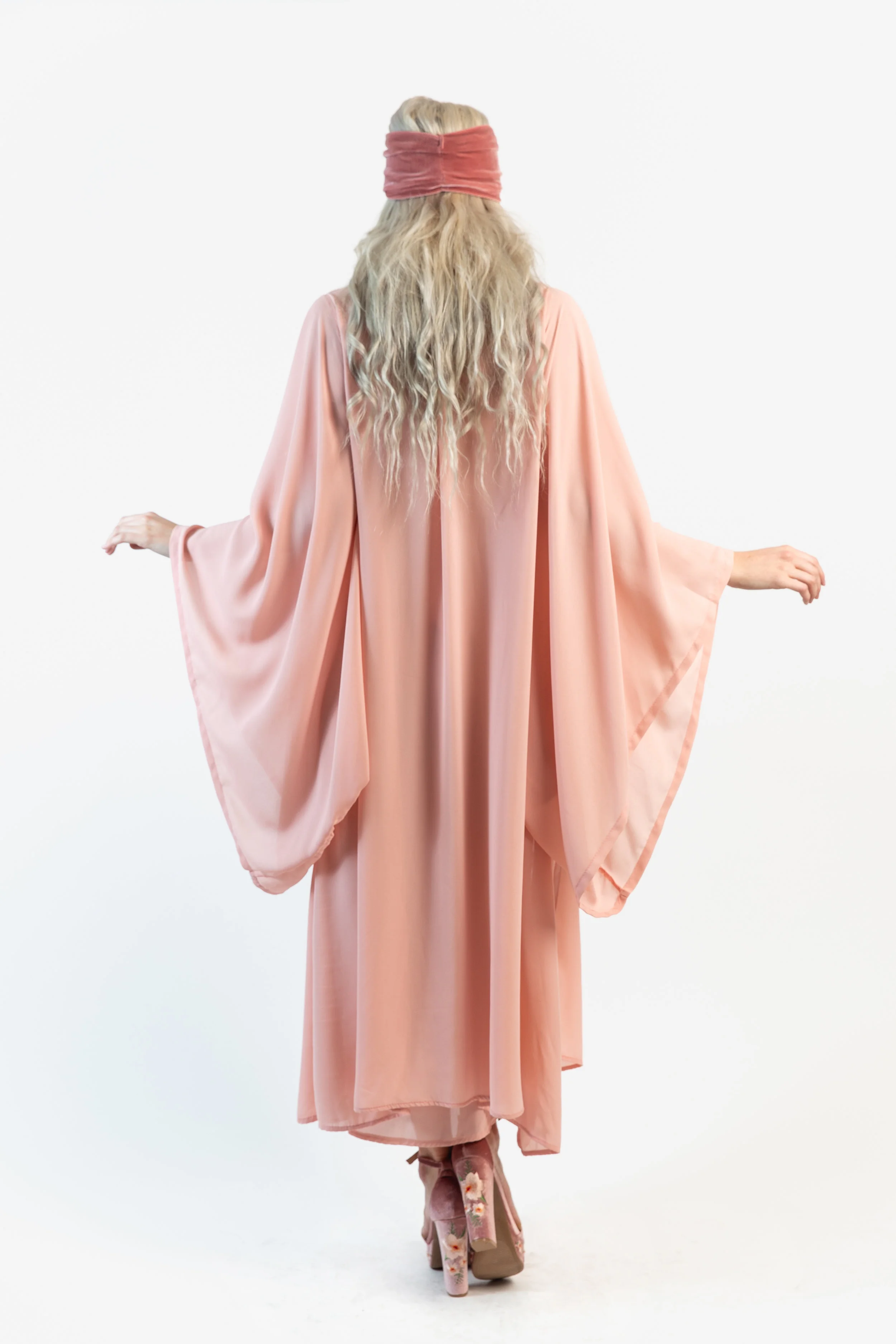 Copy of Blush pink kimono duster wrapdress pockets jennafergrace handmade madeinusa california clothing label machinewashable