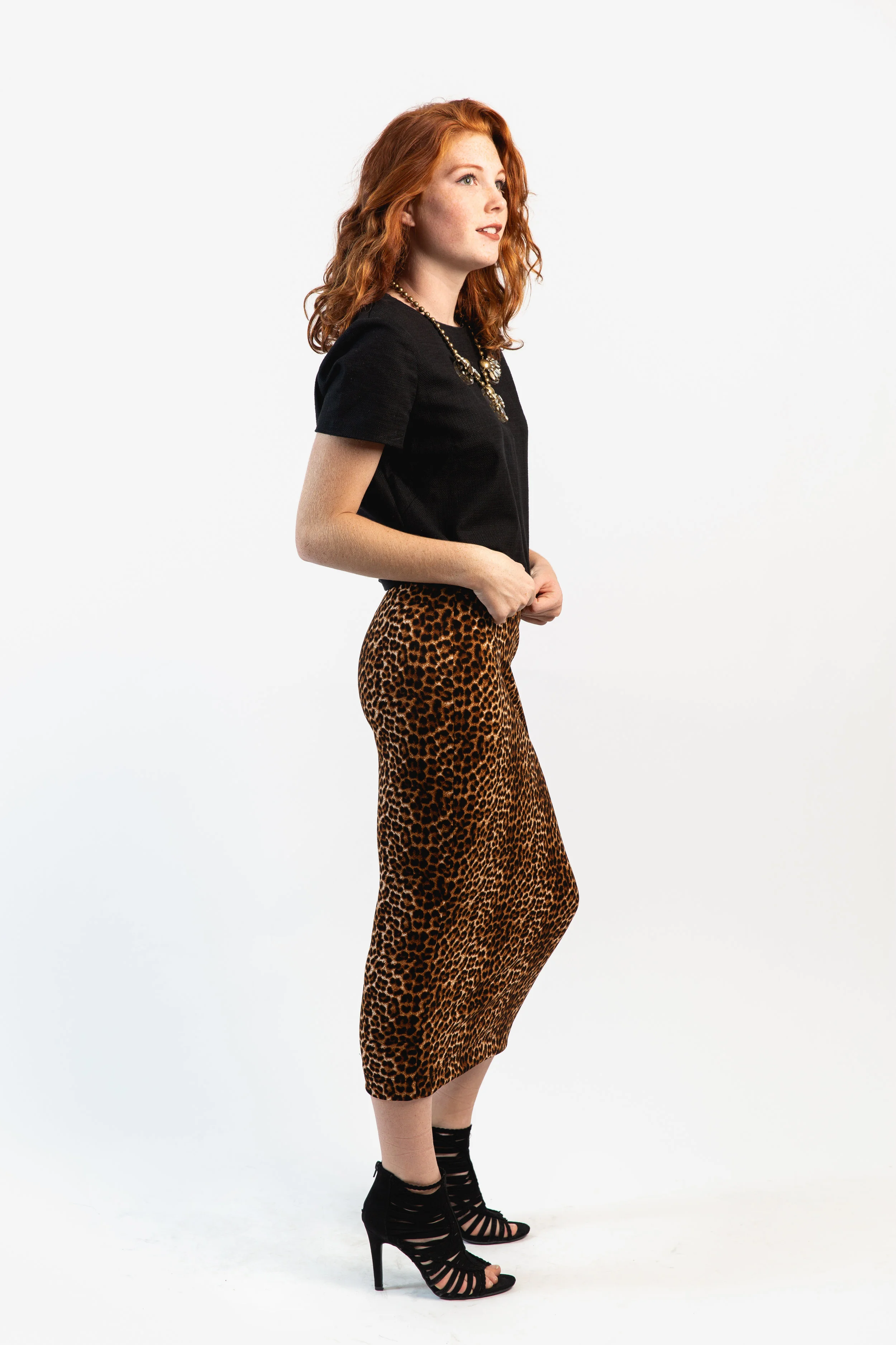 Leopard pencil skirt broomstick handmade jennafergrace glam tealength machinewashable madeinusa
