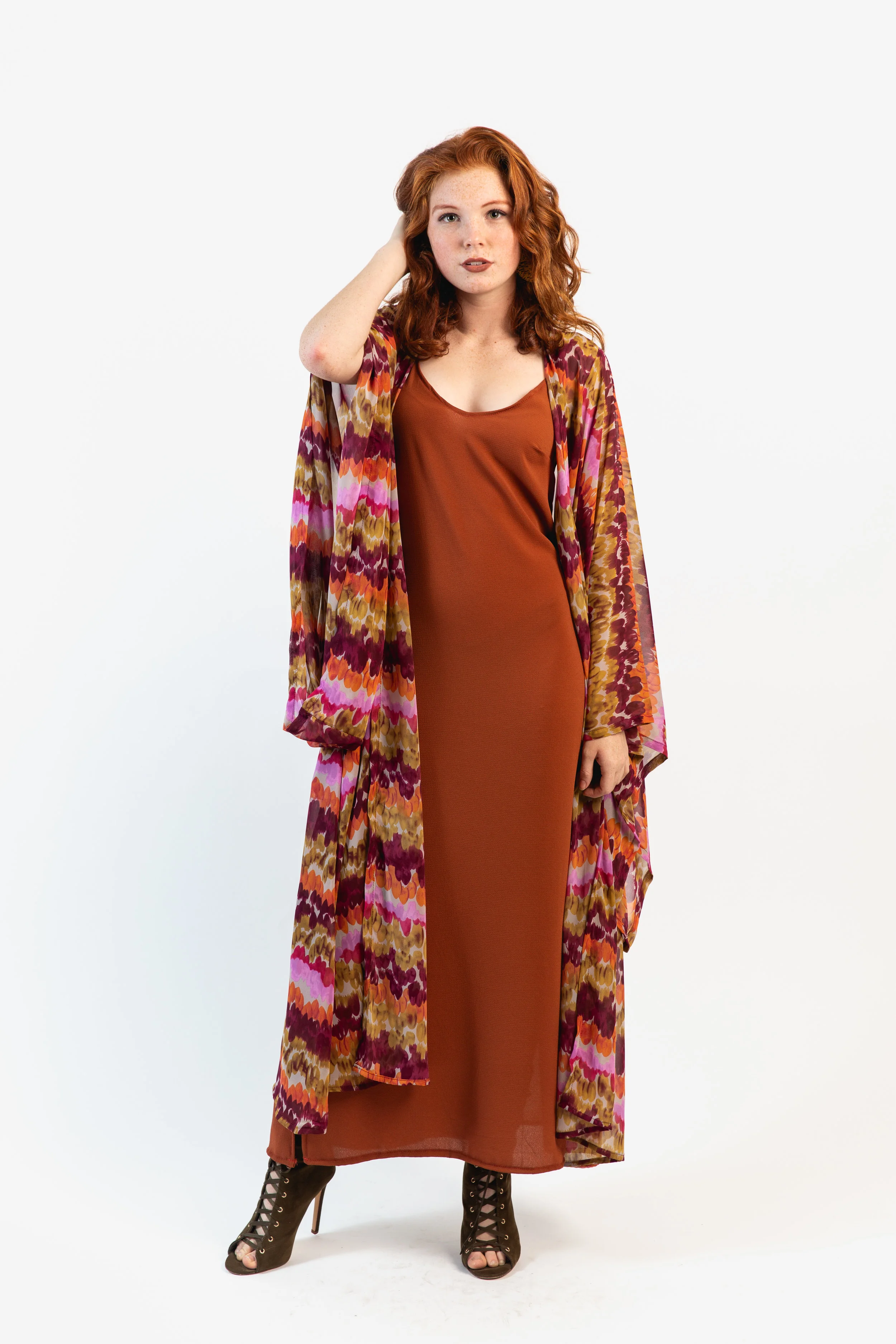 plum,gold,feather,mustard,handmade,kimono,duster,wrapdress,jennafergrace,pockets, madeinusa,machinewashable,bohemian,luxe