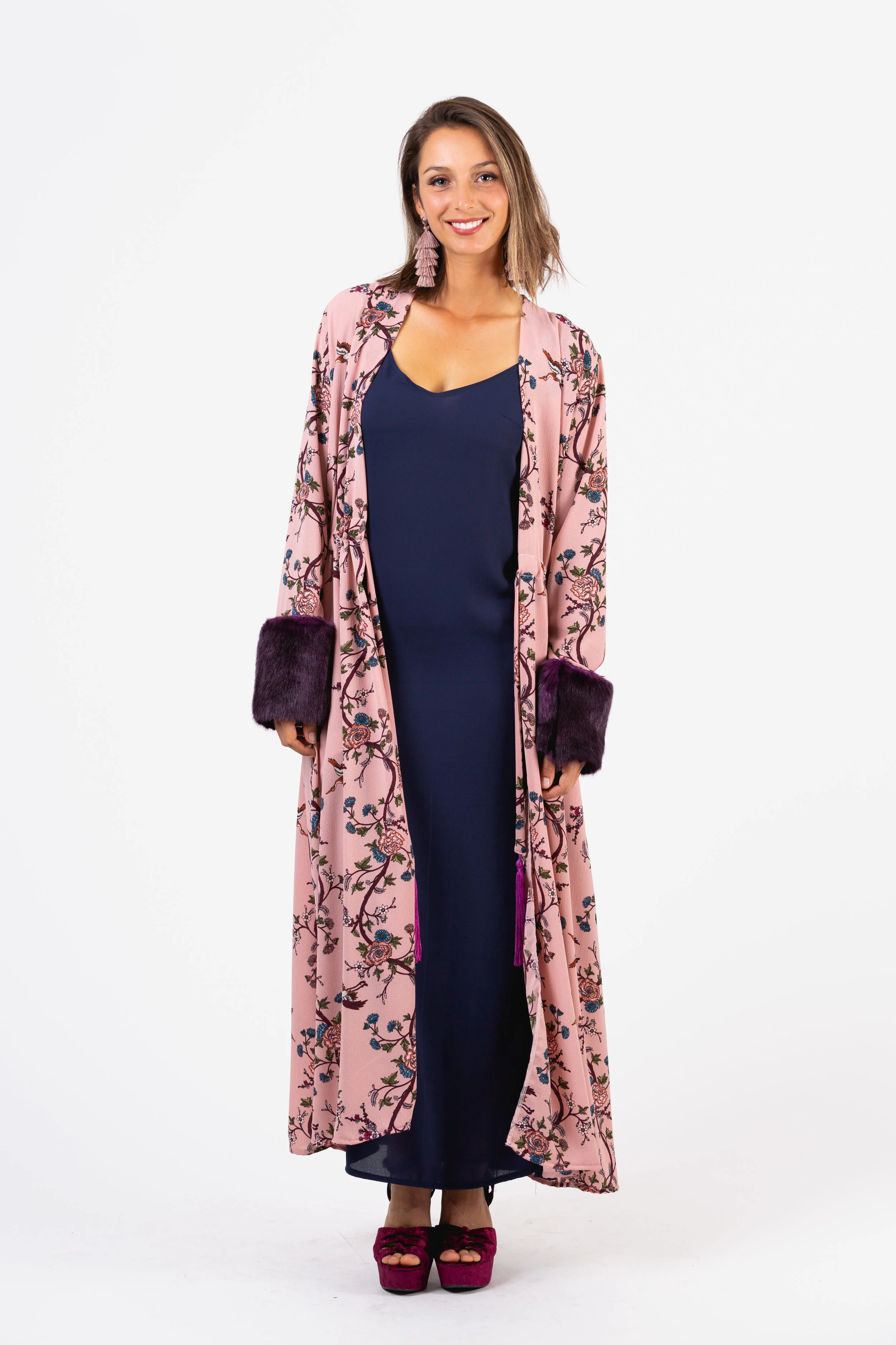 pheonix rose floral bird fur cuff duster pockets jennafergrace handmade