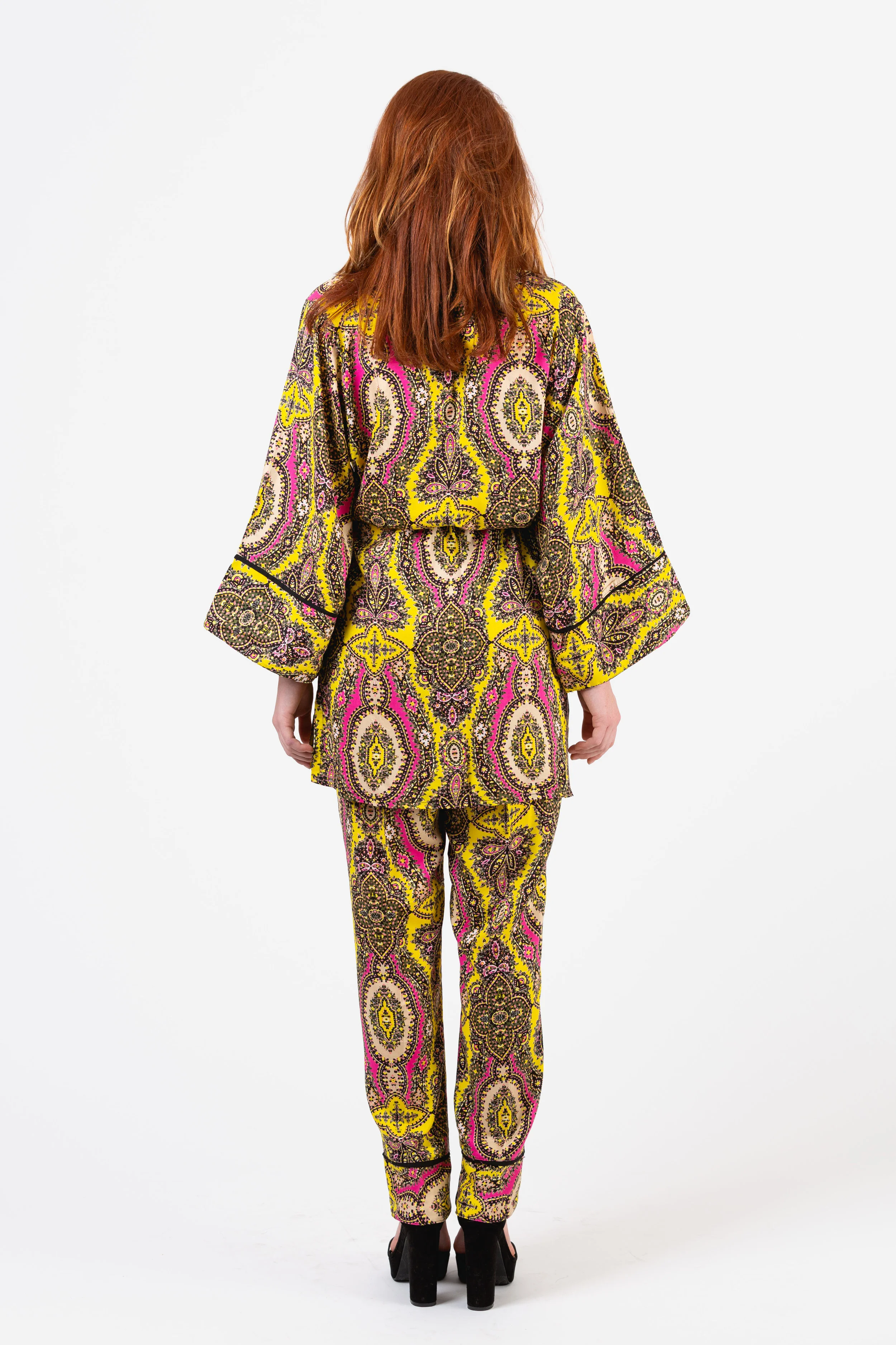 Yellow fuschia talitha paisley paglamas pajamas jennafergrace handmade madeinusa californiamade