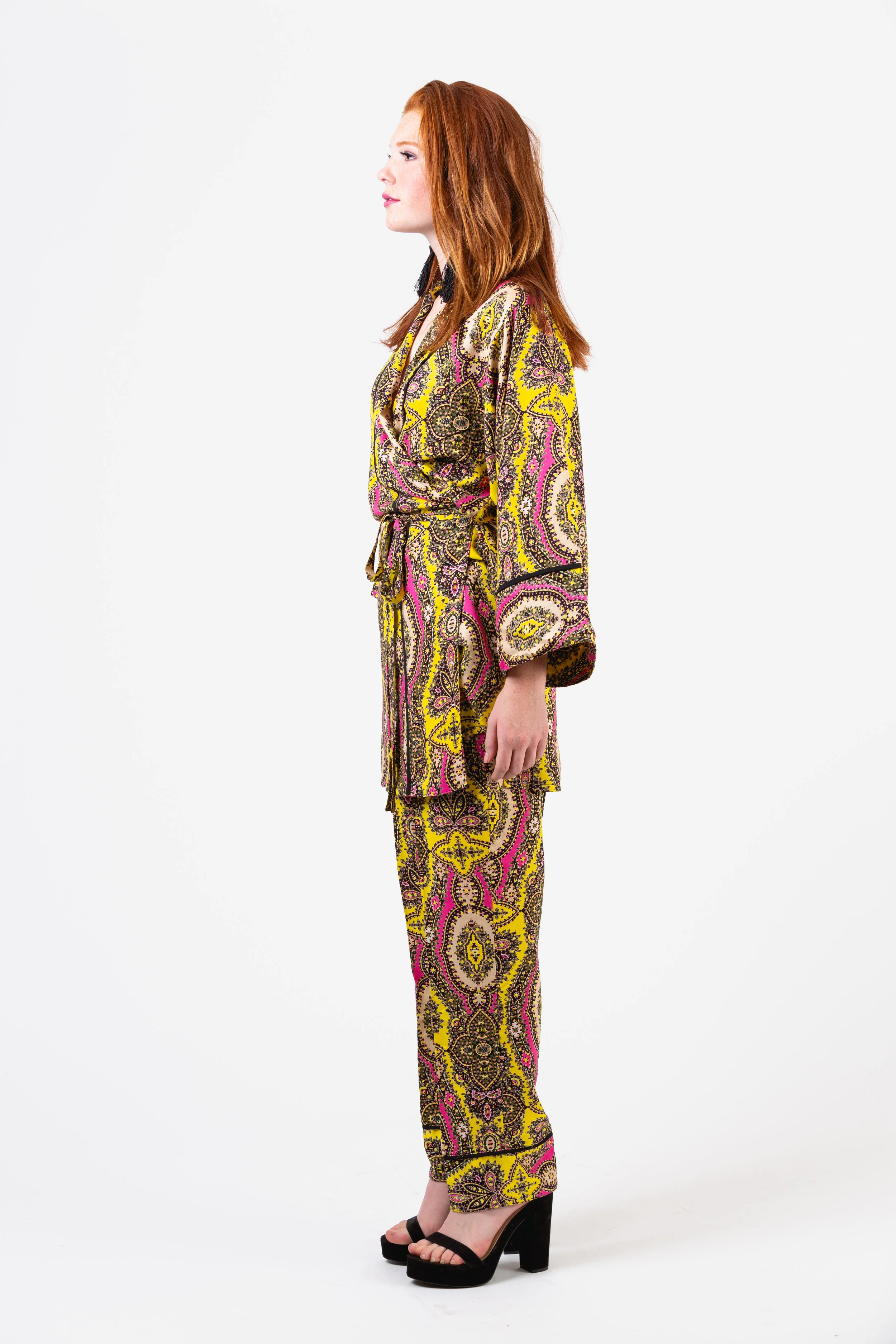 Yellow fuschia talitha paisley paglamas pajamas jennafergrace handmade madeinusa californiamade