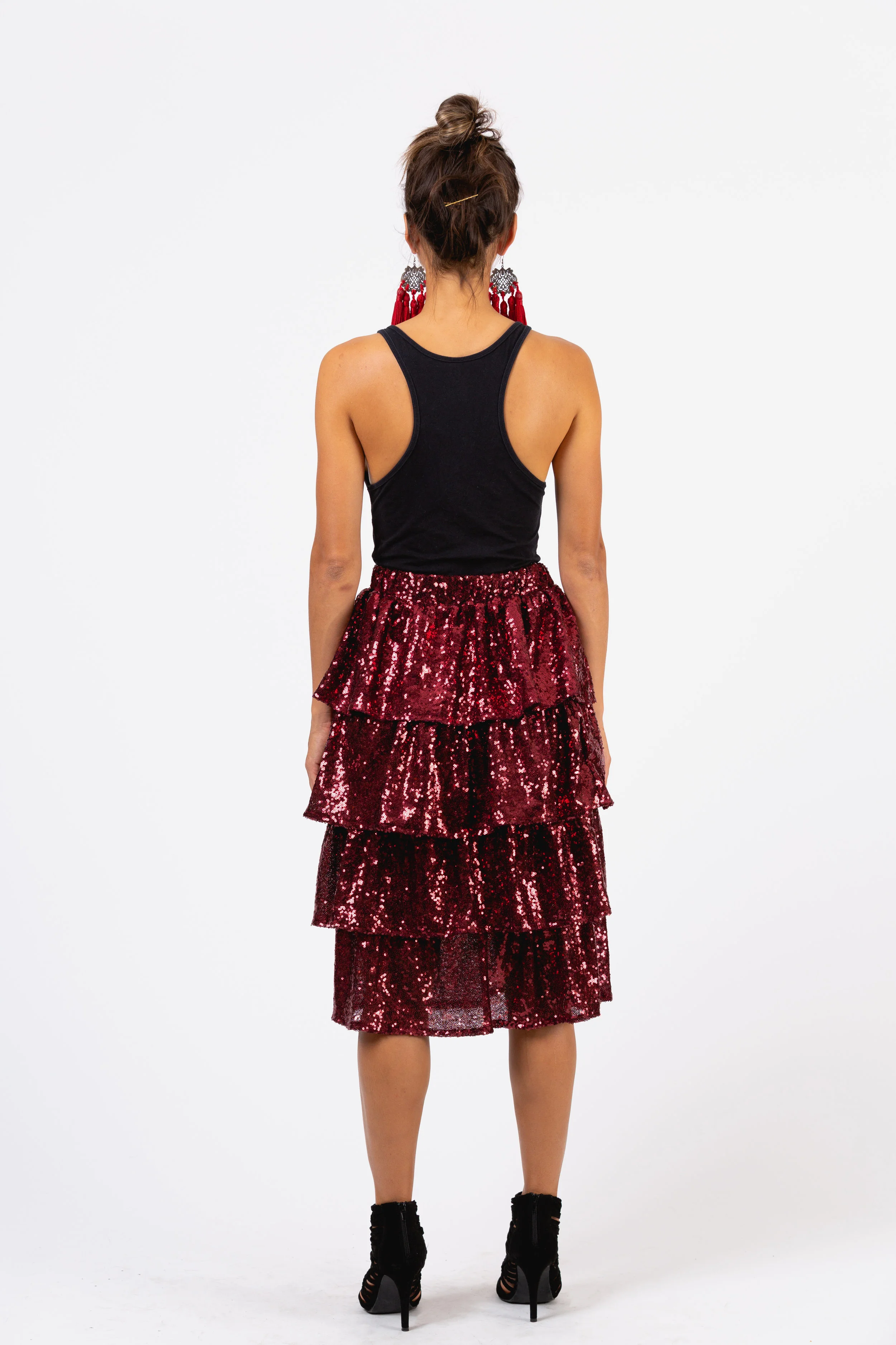 Sequin sparkle tier tiered skirt handmade jennafergrace glam bohemian luxe madeinusa