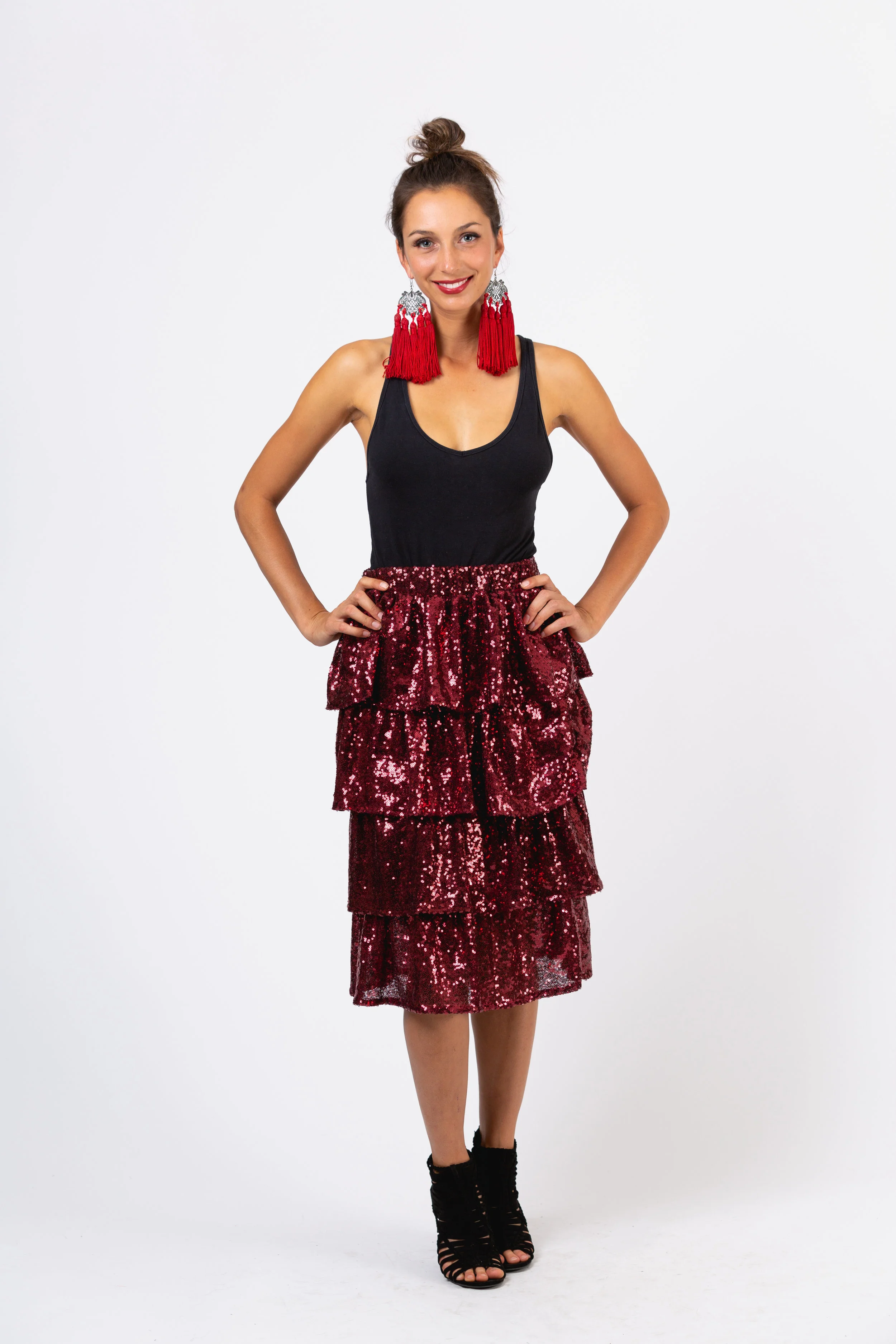 Sequin sparkle tier tiered skirt handmade jennafergrace glam bohemian luxe madeinusa