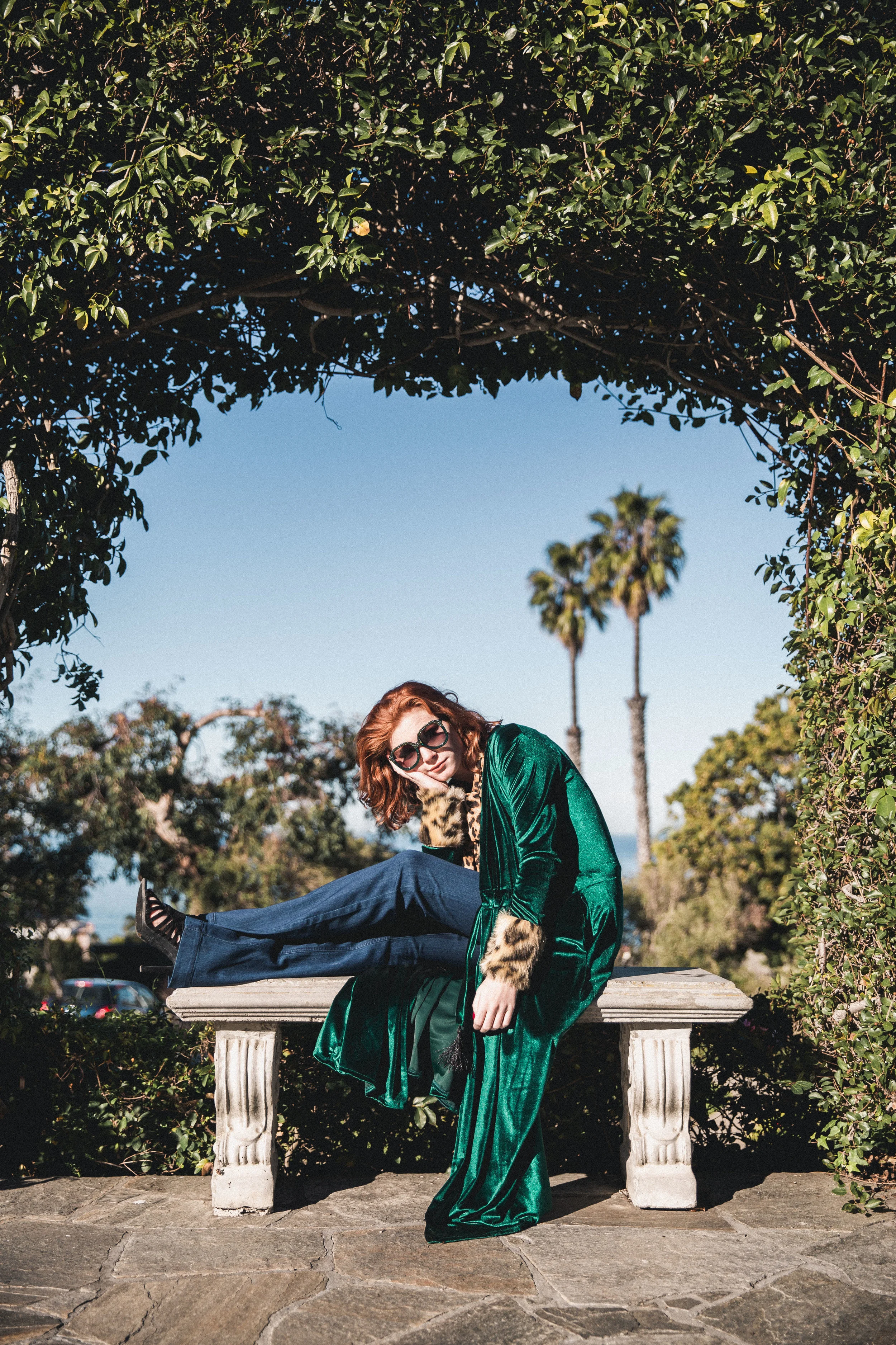 Emerald velvet leopard fur cuff duster tassel jennafergrace handmade pockets madeinusa